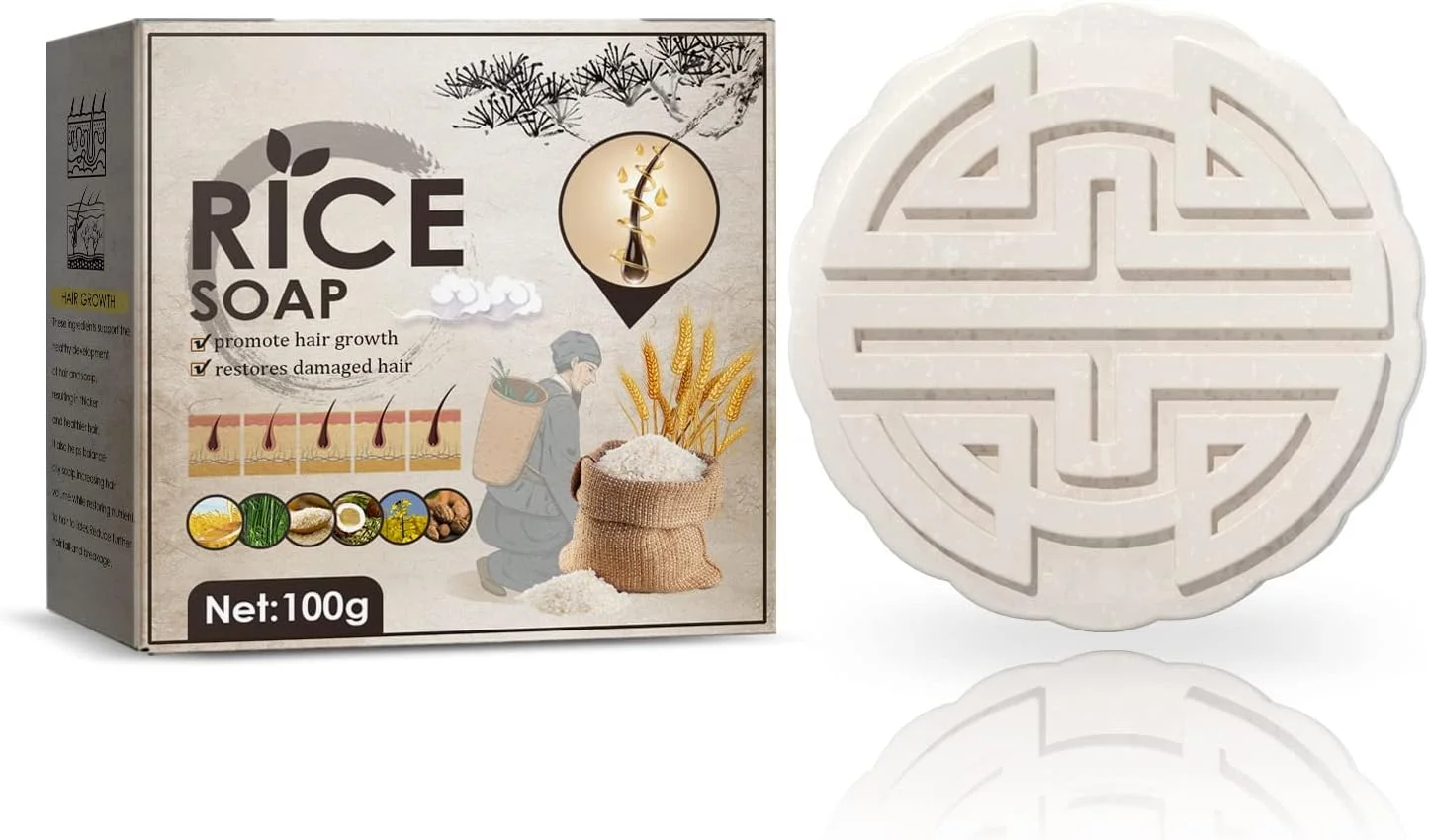 شامپو بار، شامپو و نرم کننده آب برنج برای رشد مو، شامپو جامد ضد ریزش مو برای زنان و مردان، نرم کننده مرطوب کننده، مغذی و نرم کننده صابون ریشه موهای خشک و آسیب دیده - 02