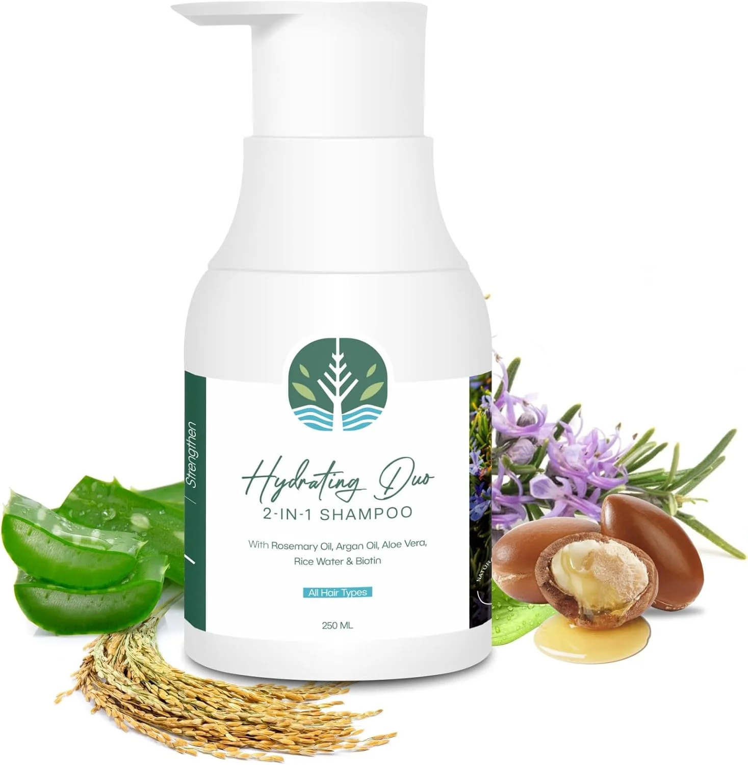 شامپو رزماری ساروا بای آنادی با روغن آرگان، بیوتین و آب برنج - 275 میلی لیتر | پاک کننده گیاهی برای مراقبت روزانه از مو | تقویت کننده، نرم کننده و کاهش دهنده ریزش مو | فاقد سولفات و پارابن | مناسب برای آقایان و بانوان