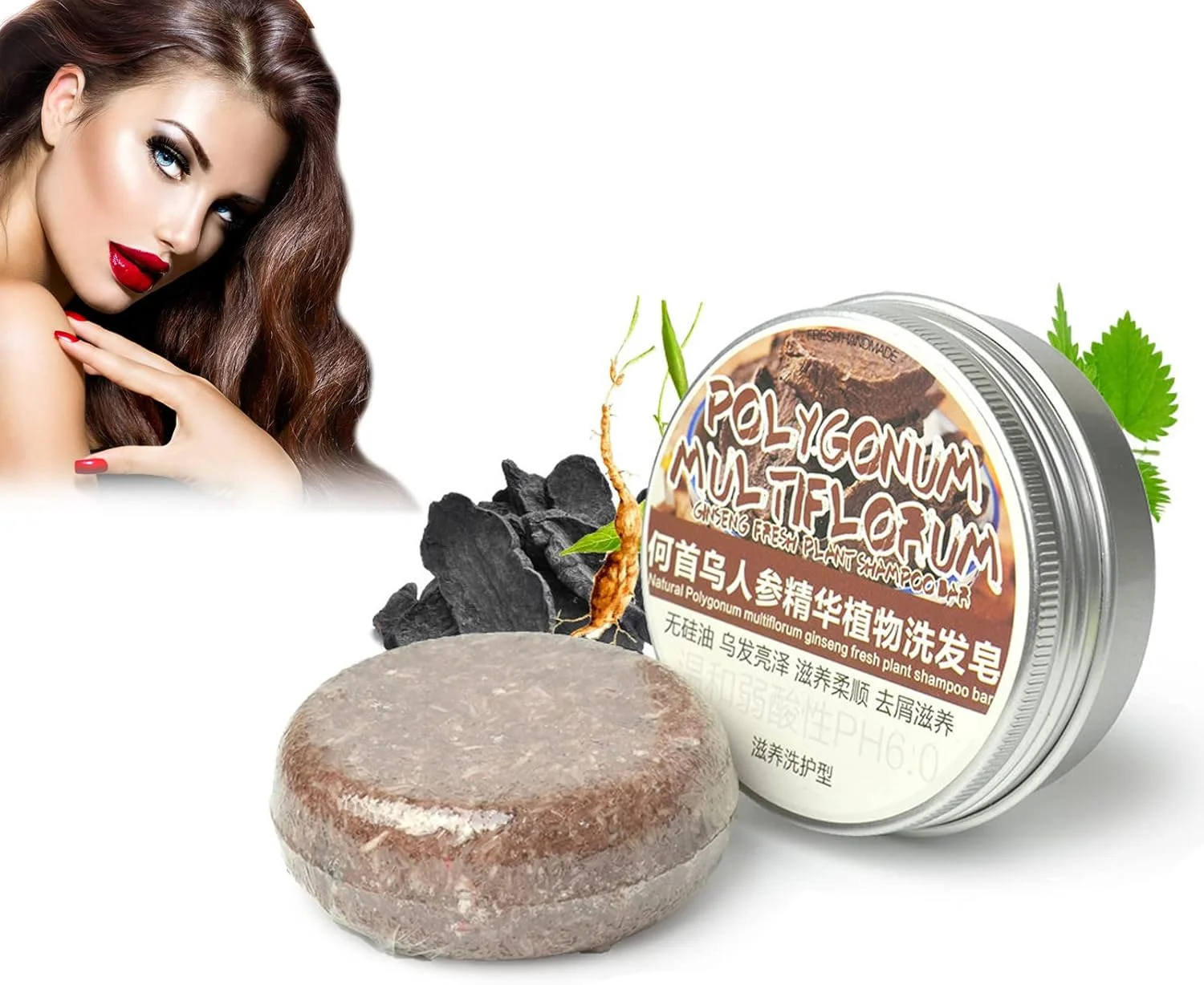 شامپو بار زنجبیلی برای رشد مجدد مو، شامپو بار 100% طبیعی برای مو، صابون شامپو زنجبیلی ارگانیک Polygonum، شامپو بار جامد برای موهای خشک و آسیب دیده با اسانس گیاهی (Polygonum، 1 عدد)