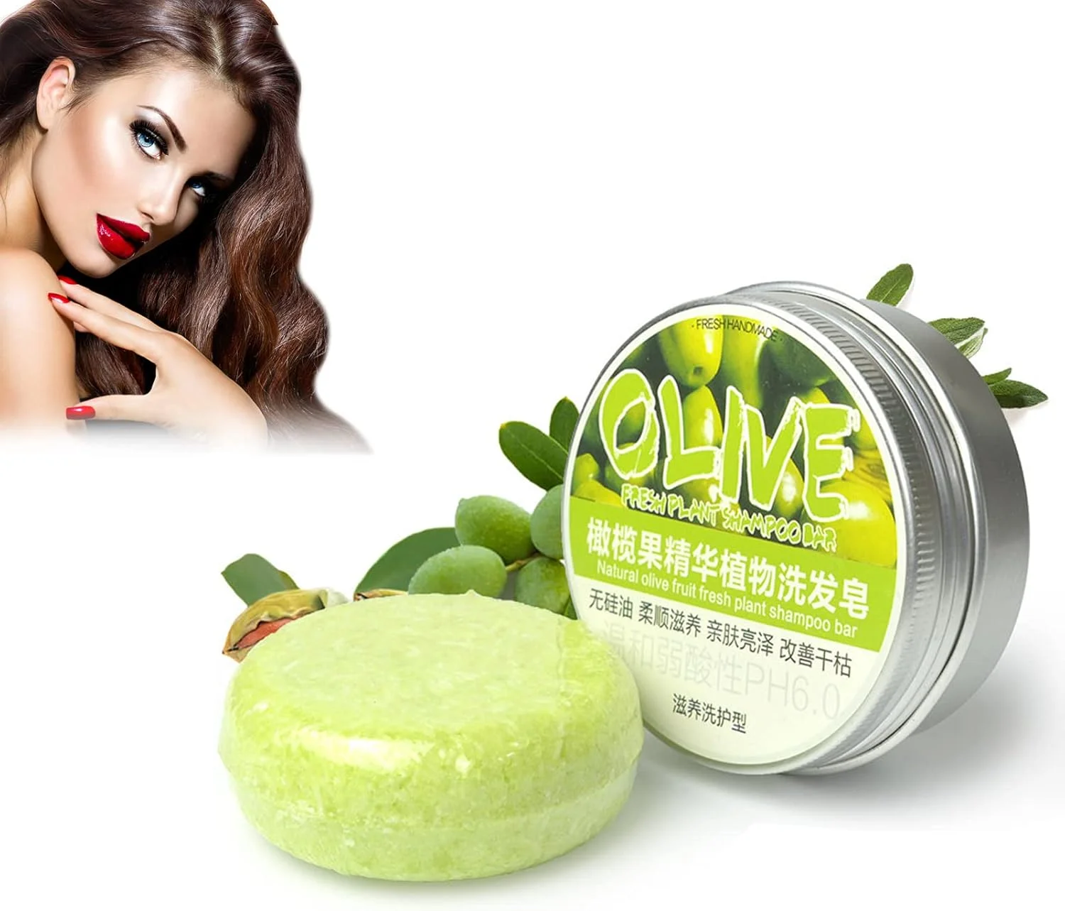 شامپو بار زنجبیلی برای رشد مجدد مو، شامپو بار 100% طبیعی برای مو، صابون شامپو زنجبیل ارگانیک Polygonum، شامپو بار جامد برای موهای خشک و آسیب دیده گیاهی (زیتون، 1 عدد)