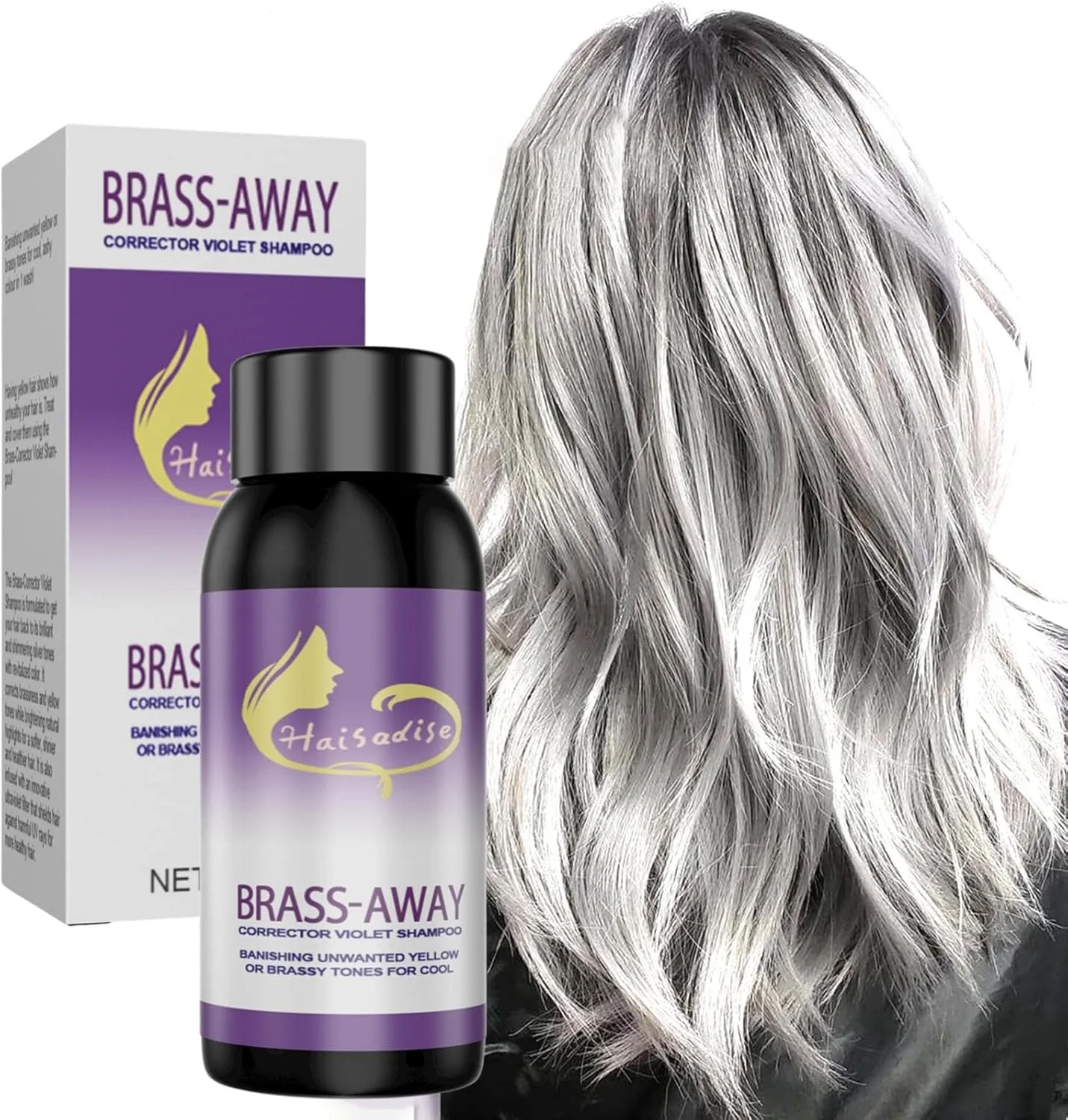شامپو بنفش برای موهای خاکستری - شامپو موهای رنگ شده برای از بین بردن زردی و تناژ نارنجی - برای موهای رنگ شده، دکلره شده، خشک و آسیب دیده، شامپو مرطوب کننده و متعادل کننده رنگ مو