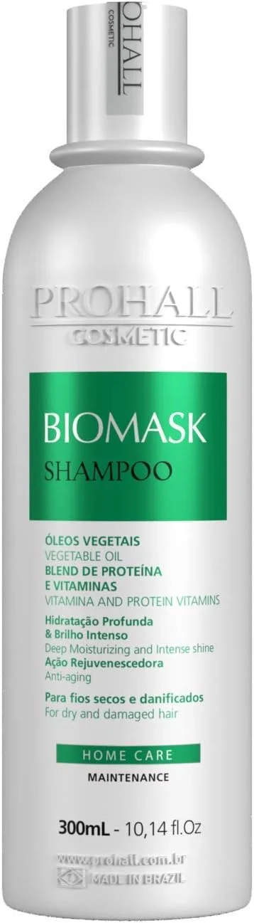 شامپو مو بیومسک Prohall Cosmetic برای پاکسازی عمیق مو و جوانسازی مو (300 میلی لیتر).