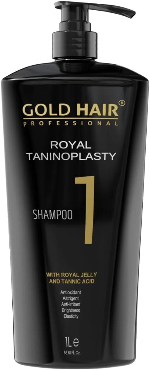 شامپو حرفه ای مو گلد، مرحله 1، 1 لیتر | شامپو درمانی برای موهای آسیب دیده، مواد طبیعی مناسب برای انواع مو، آنتی اکسیدان، ضد تحریک، درخشندگی مو