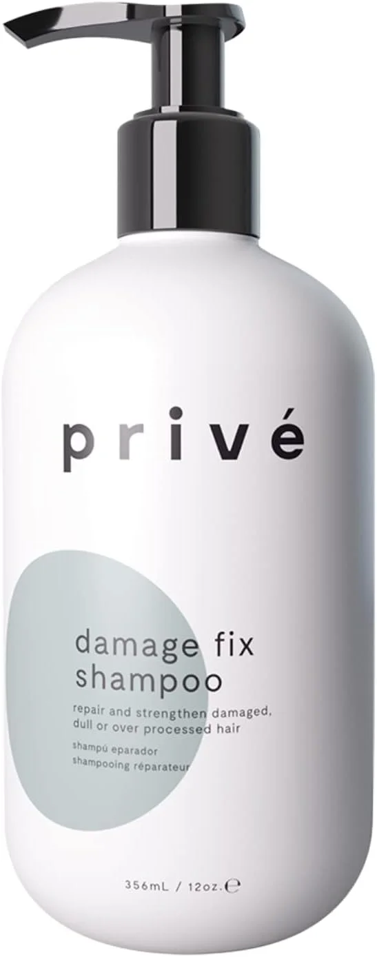 شامپو ترمیم کننده موهای آسیب دیده Prive - ترمیم و تقویت موهای آسیب دیده، کدر یا تحت درمان بیش از حد - مواد طبیعی - شامپو وگان بدون تست حیوانی و ایمن برای رنگ مو (356 میلی لیتر)