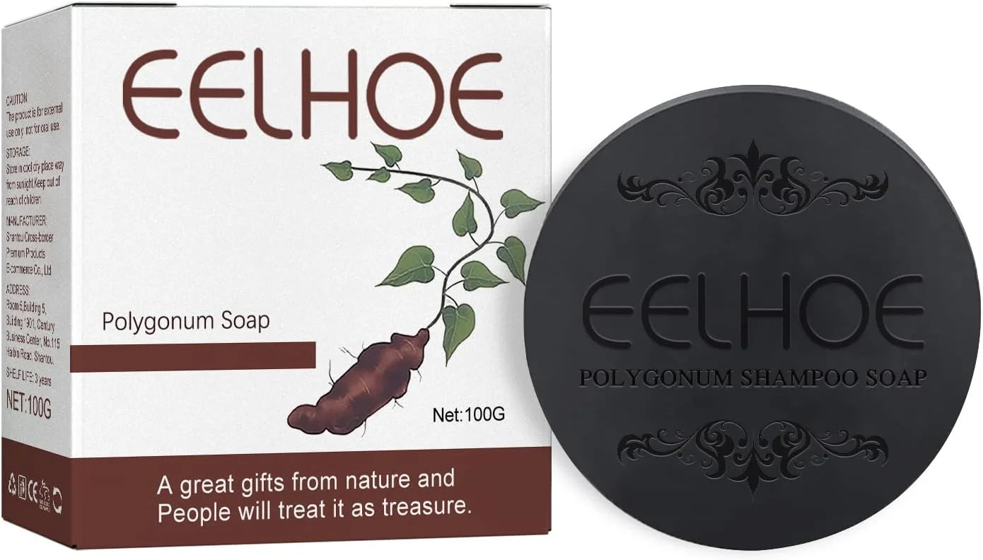 شامپو بار Polygonum Multiflorum، صابون شامپو ضد سفیدی مو، استیک شامپو سیاه کننده مو، تقویت رشد مو و محافظت در برابر ریزش مو، مرطوب کننده و ترمیم کننده آسیب های مو (1 عدد)