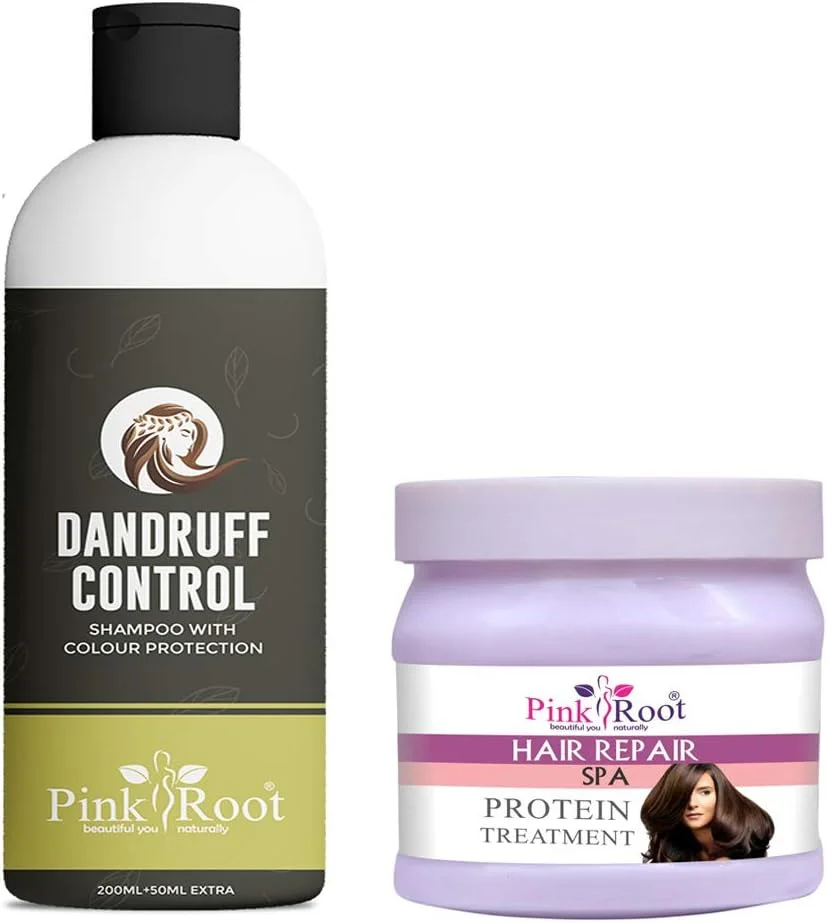شامپو کنترل شوره سر پینک روت به همراه کرم اسپا ترمیم کننده مو 500 گرم