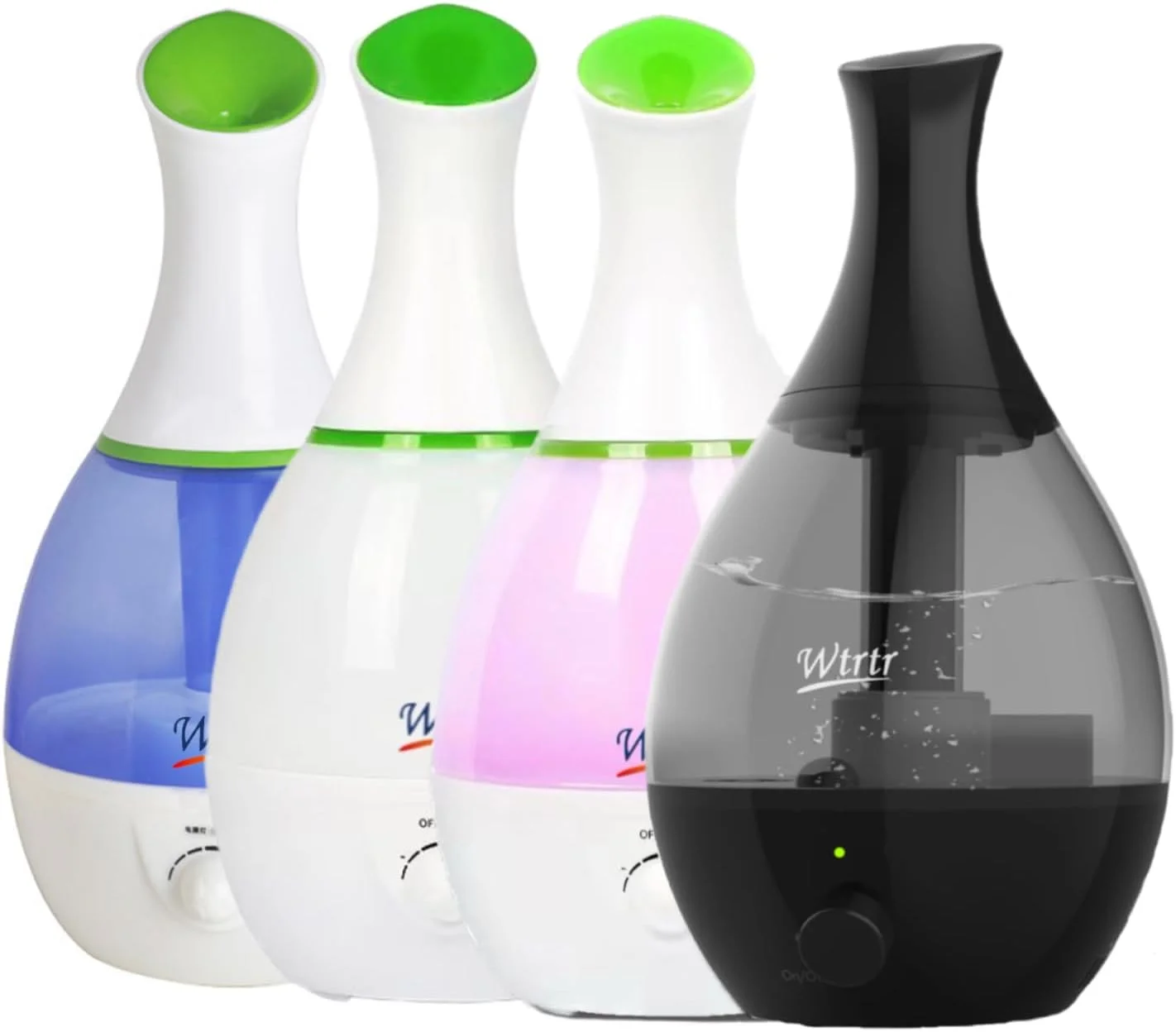 دستگاه بخور سرد اولتراسونیک رده بالا Wtrtr، دستگاه بخور هوا برای اتاق خواب و لابی، واحد مرطوب کننده ممتاز، خوشبو کننده هوا و تصفیه کننده هوا (مشکی)