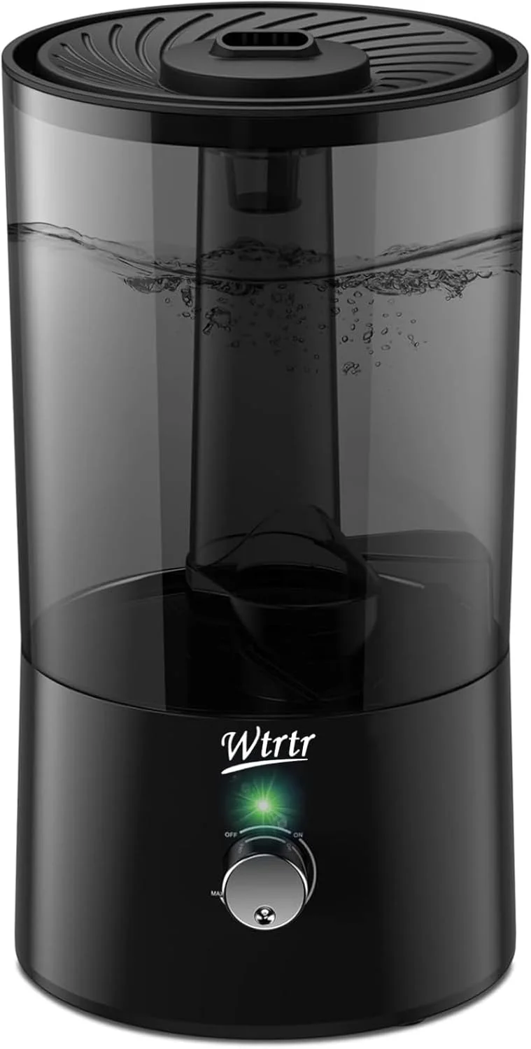 دستگاه بخور سرد التراسونیک 1.5 لیتری Wtrtr مدل قطره ای. دستگاه بخور هوای التراسونیک برای نوزادان (مشکی)