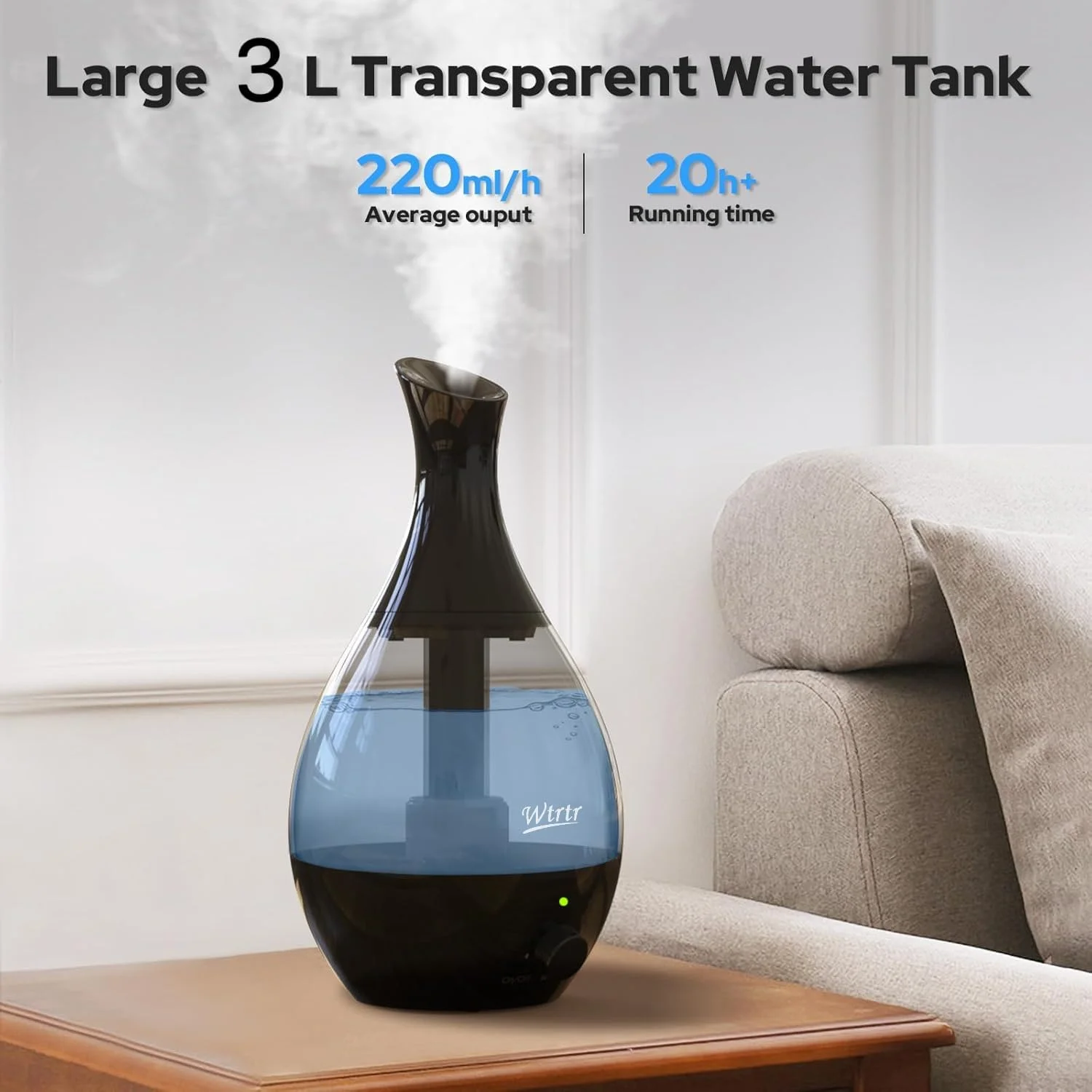 دستگاه بخور سرد اولتراسونیک رده بالا Wtrtr، دستگاه بخور هوا برای اتاق خواب و لابی، واحد مرطوب کننده ممتاز، خوشبو کننده هوا و تصفیه کننده هوا (مشکی) دستگاه بخور سرد اولتراسونیک رده بالا Wtrtr، دستگاه بخور هوا برای اتاق خواب و لابی، واحد مرطوب کننده ممتاز، خوشبو کننده هوا و تصفیه کننده هوا (مشکی)