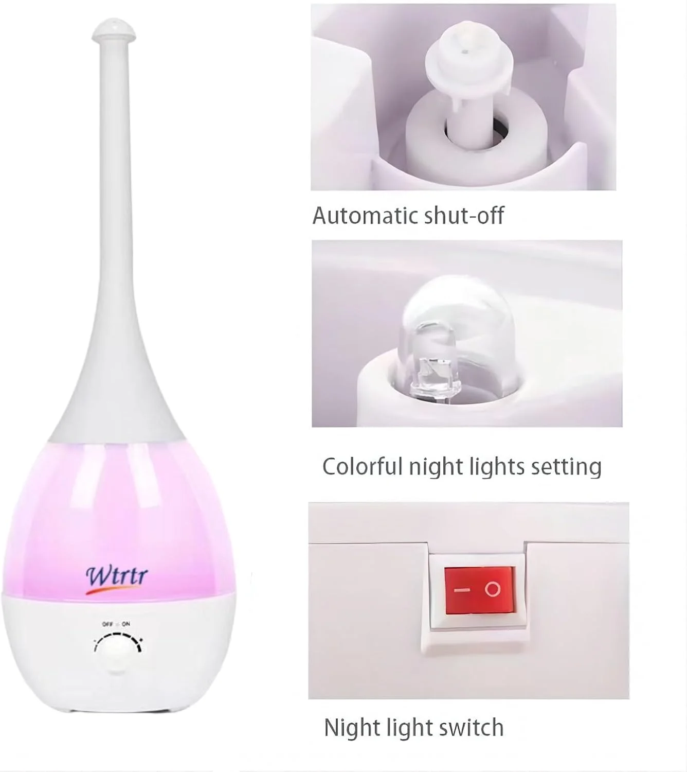 دستگاه بخور سرد اولتراسونیک رده بالا Wtrtr، با قابلیت تنظیم در 3 ارتفاع، دستگاه بخور 3 لیتری برای اتاق خواب و لابی، واحد مرطوب کننده ممتاز، تازه کننده هوا و تصفیه کننده هوا مدل WTR-1343A سفید دستگاه بخور سرد اولتراسونیک رده بالا Wtrtr، با قابلیت تنظیم در 3 ارتفاع، دستگاه بخور 3 لیتری برای اتاق خواب و لابی، واحد مرطوب کننده ممتاز، تازه کننده هوا و تصفیه کننده هوا مدل WTR-1343A سفید