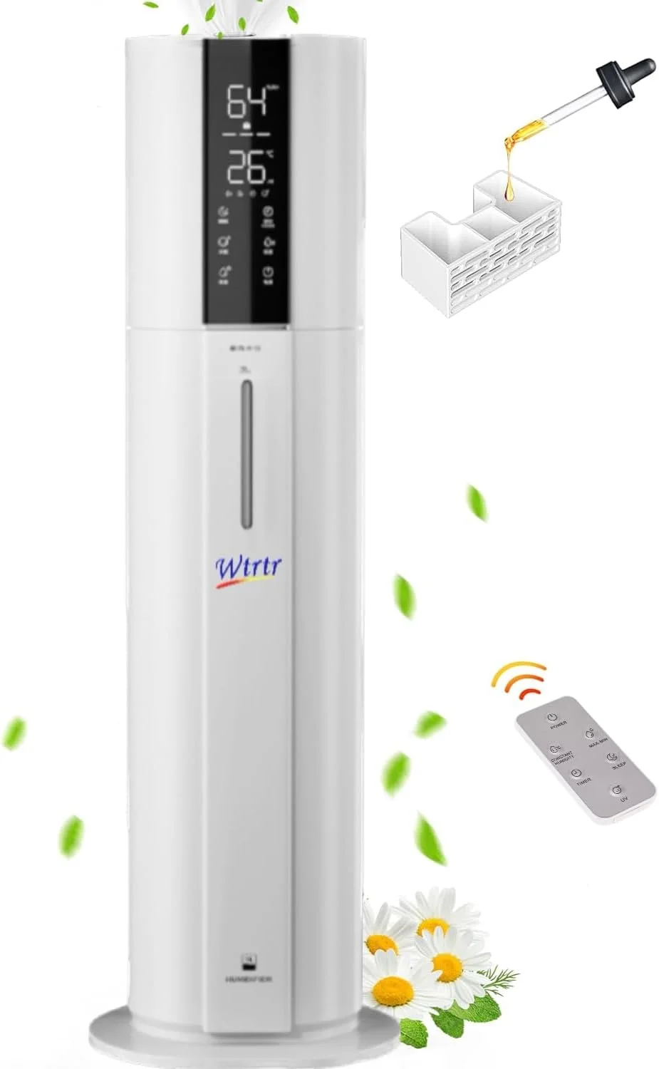 دستگاه بخور 9 تا 10 لیتری Wtrtr، دستگاه بخور ایستاده، دستگاه بخور اتاق خواب برای اتاق های بزرگ با لوله افزایش طول، دستگاه بخور سرد اتاق (9 لیتر)