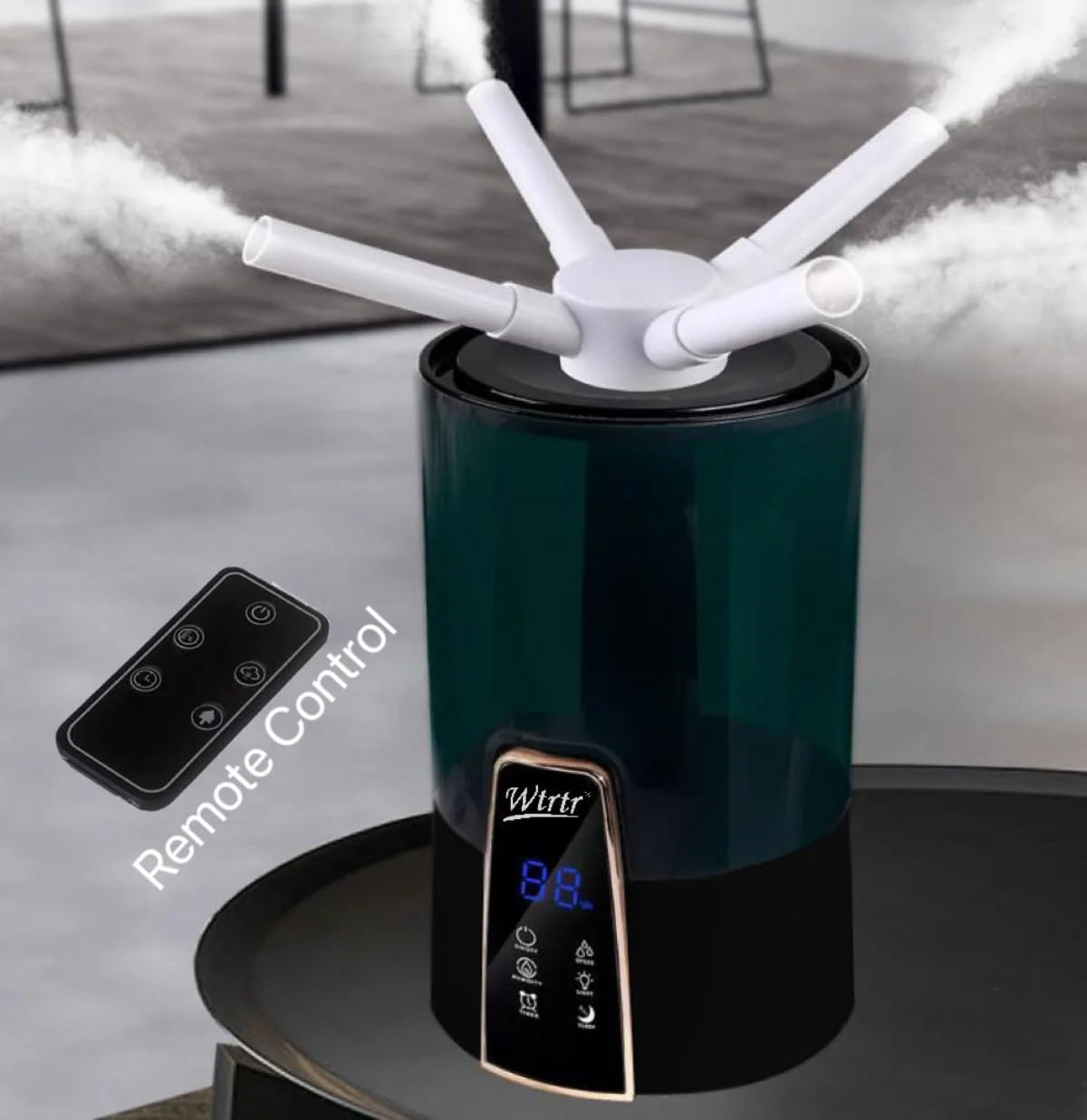 دستگاه مرطوب کننده مه ساز 4 لیتری Wtrtr، پر کردن از بالا، مرطوب کننده هوا برای اتاق خواب، احیا کننده و تصفیه کننده هوا (مشکی - 4 لیتر)