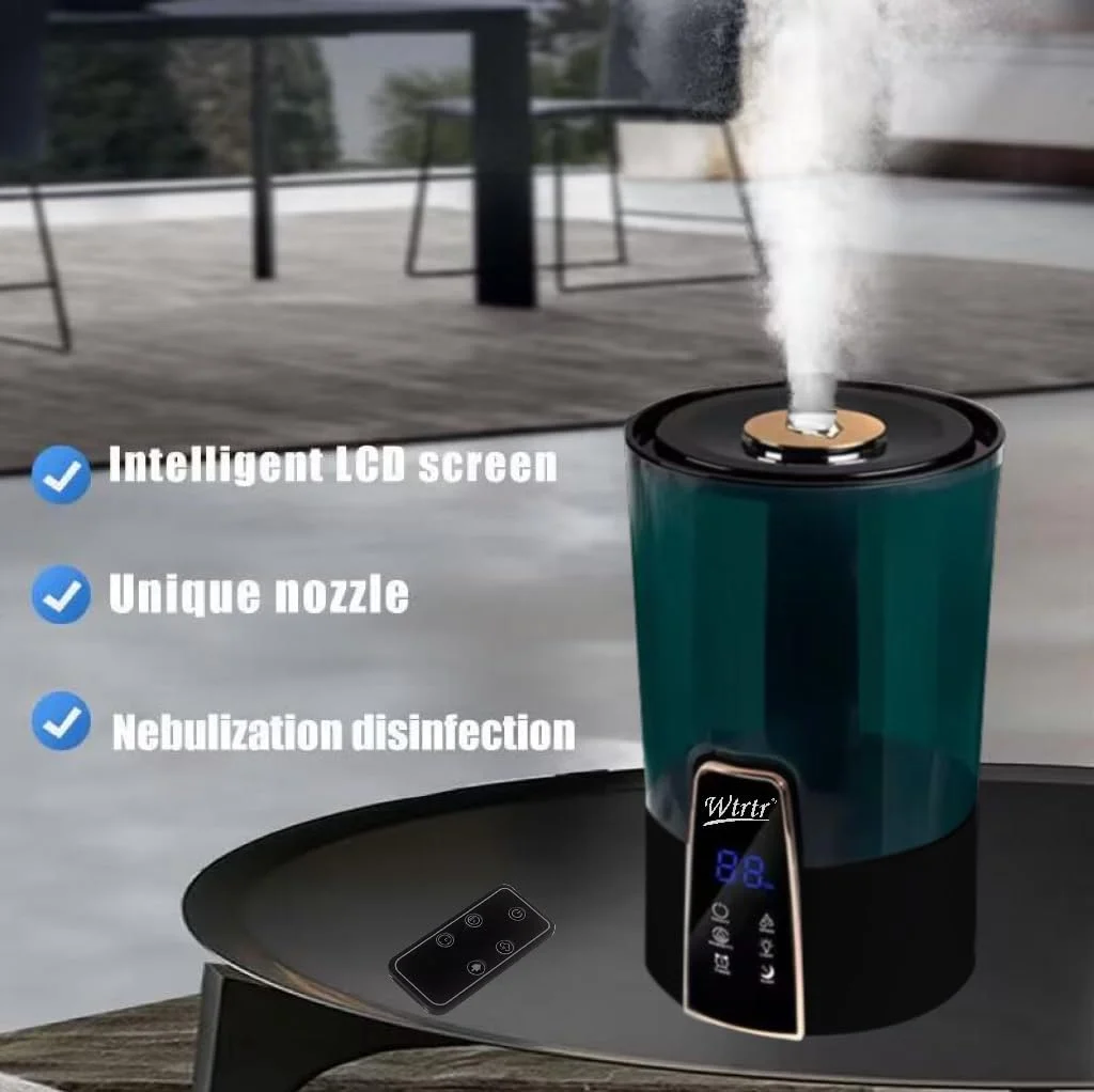 دستگاه مرطوب کننده مه ساز 4 لیتری Wtrtr، پر کردن از بالا، مرطوب کننده هوا برای اتاق خواب، احیا کننده و تصفیه کننده هوا (مشکی - 4 لیتر)