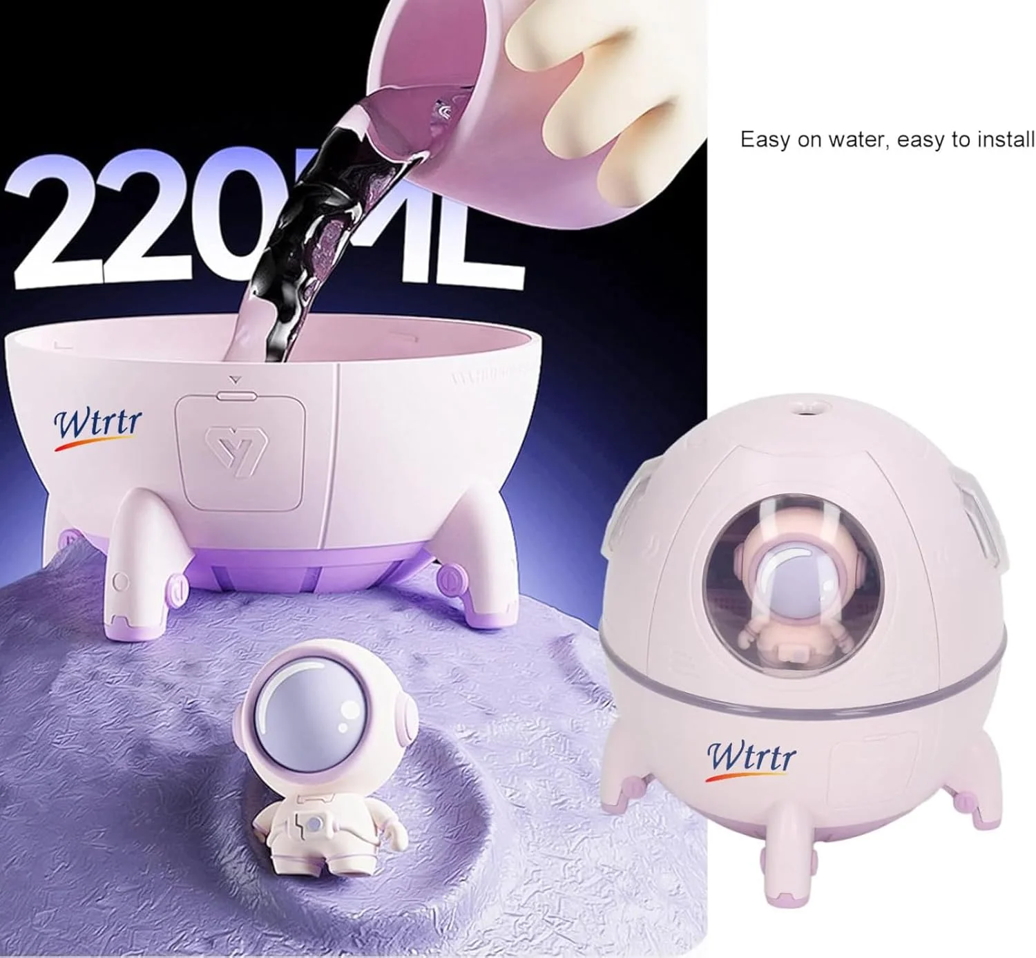 دستگاه بخور سرد Wtrtr مدل کپسول فضایی، 220 میلی لیتر USB اولتراسونیک بی صدا مناسب اتاق خواب کودک (بنفش) دستگاه بخور سرد Wtrtr مدل کپسول فضایی، 220 میلی لیتر USB اولتراسونیک بی صدا مناسب اتاق خواب کودک (بنفش)