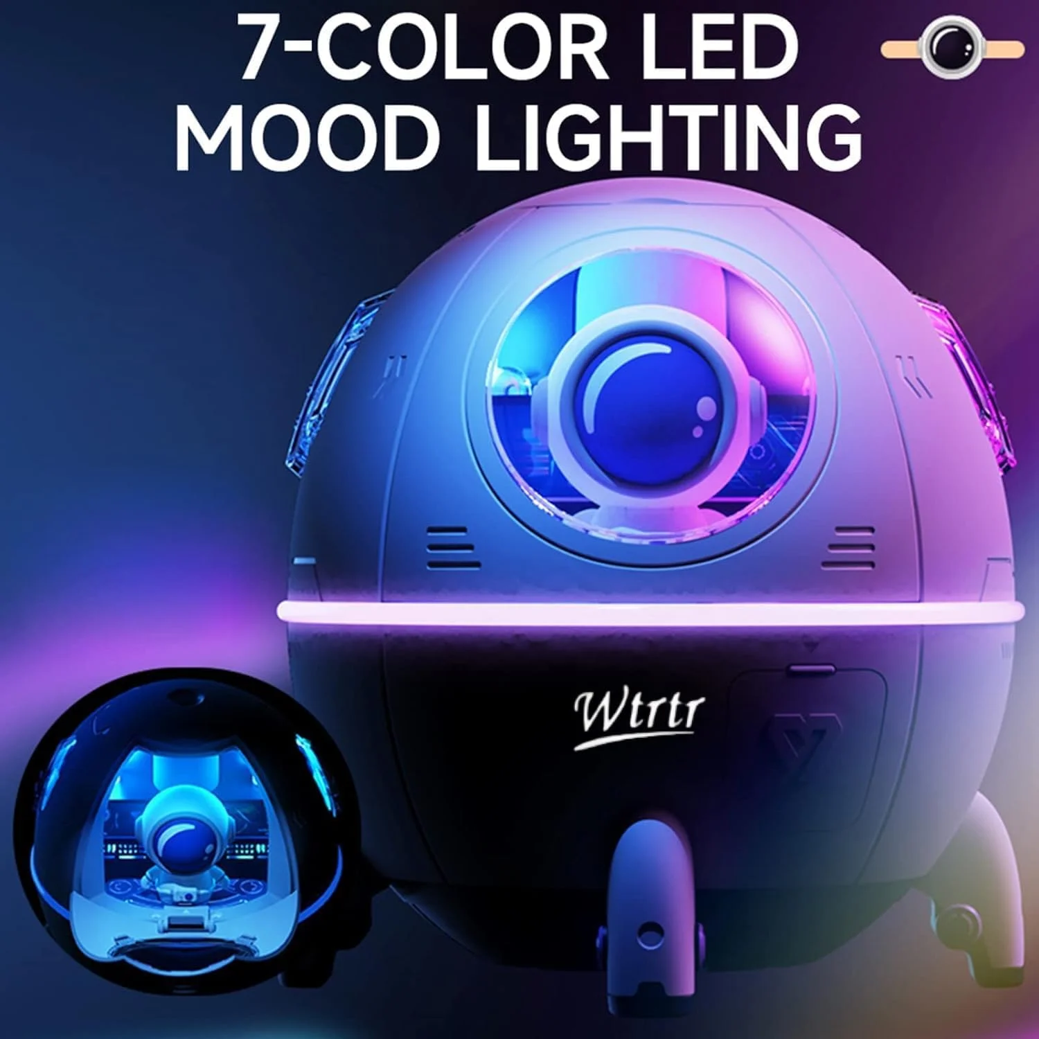 دستگاه بخور سرد Wtrtr مدل کپسول فضایی، 220 میلی لیتر USB اولتراسونیک بی صدا مناسب اتاق خواب کودک (بنفش) دستگاه بخور سرد Wtrtr مدل کپسول فضایی، 220 میلی لیتر USB اولتراسونیک بی صدا مناسب اتاق خواب کودک (بنفش)