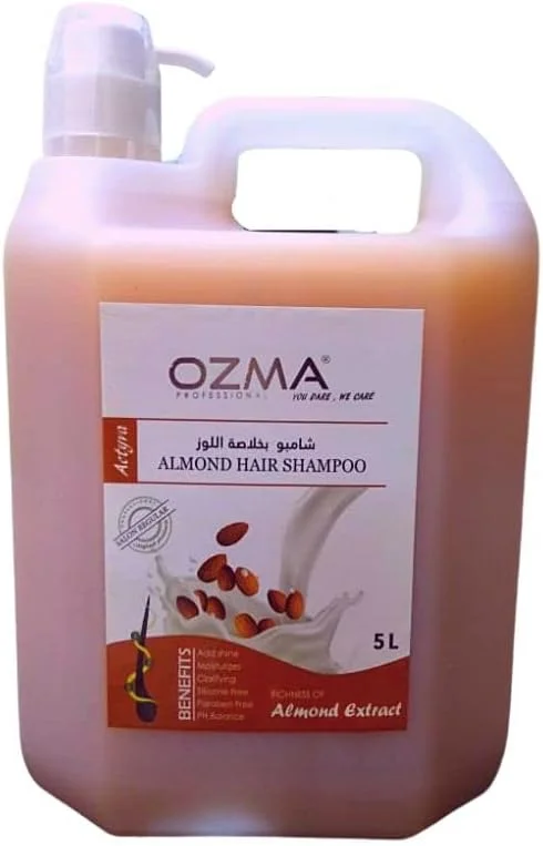 شامپو موی مرطوب کننده حرفه ای ازما. فرمول بهبود یافته | پاک کننده و انرژی بخش | برای انواع مو. عصاره بادام 5 لیتر