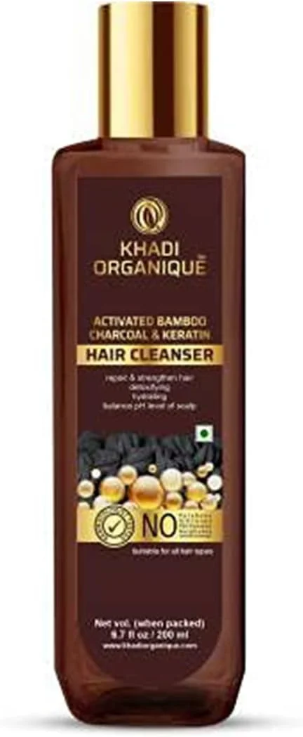 شامپو پاک کننده مو زغال بامبو فعال خادی ارگانیک برای رشد مو، پاکسازی پوست سر، پاکسازی عمیق (بسته 1 عددی) 200 میلی لیتر