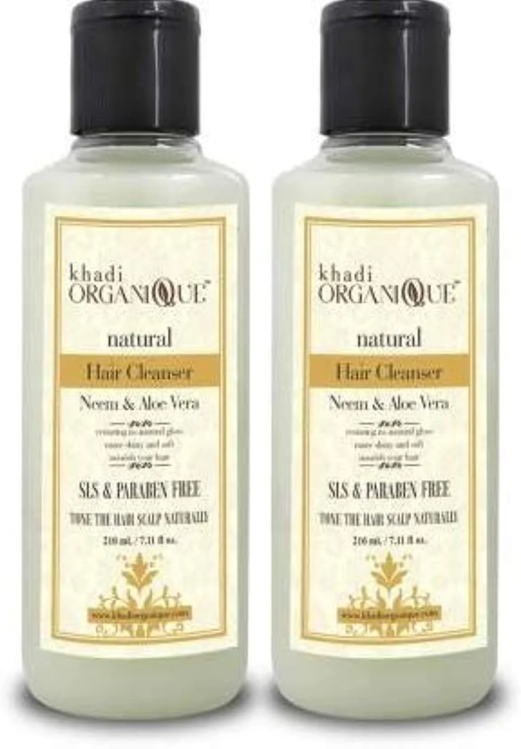 شامپو پاک کننده مو ارگانیک نيم و آلوئه ورا Khadi، بدون پارابن - بسته 2 عددی