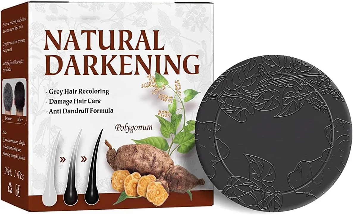 شامپو بار ارگانیک و طبیعی Polygonum Multiflorum، شامپو بار معکوس کننده سفیدی مو، شامپو تیره کننده مو حاوی اسانس برای مرطوب کردن و ترمیم آسیب های مو (1 عدد)