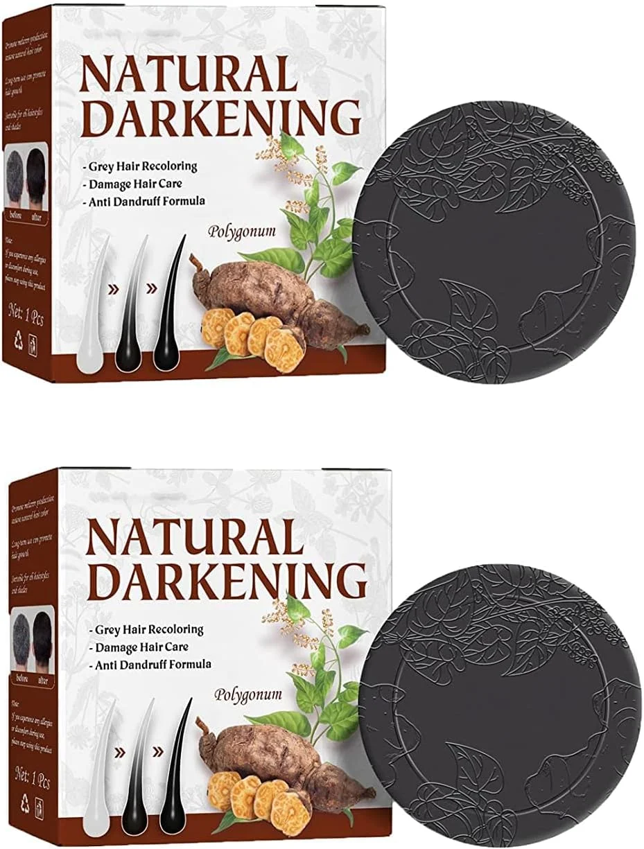 شامپو بار ارگانیک و طبیعی Polygonum Multiflorum، شامپو بار معکوس کننده سفیدی مو، شامپو تیره کننده مو حاوی اسانس برای مرطوب کردن و ترمیم آسیب های مو (2 عدد)