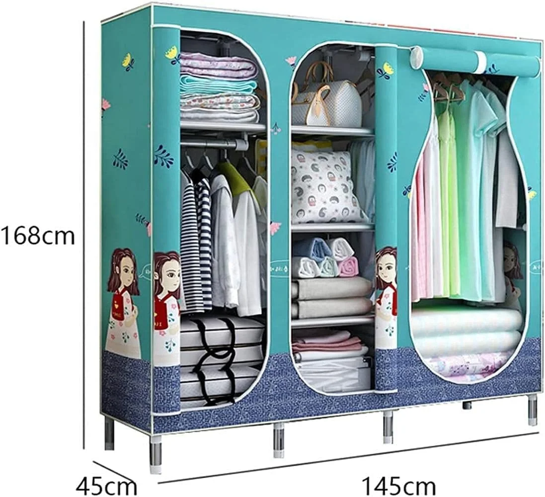 کمد لباس پارچه ای قابل حمل، کمد لباس اتاق خواب، کمد بزرگ چند منظوره قابل حمل، آویزهای سازمان دهنده برای کمد لباس، قفسه لباس، کمد لباس قابل حمل / B / 168 * 45 * 145 سانتی متر