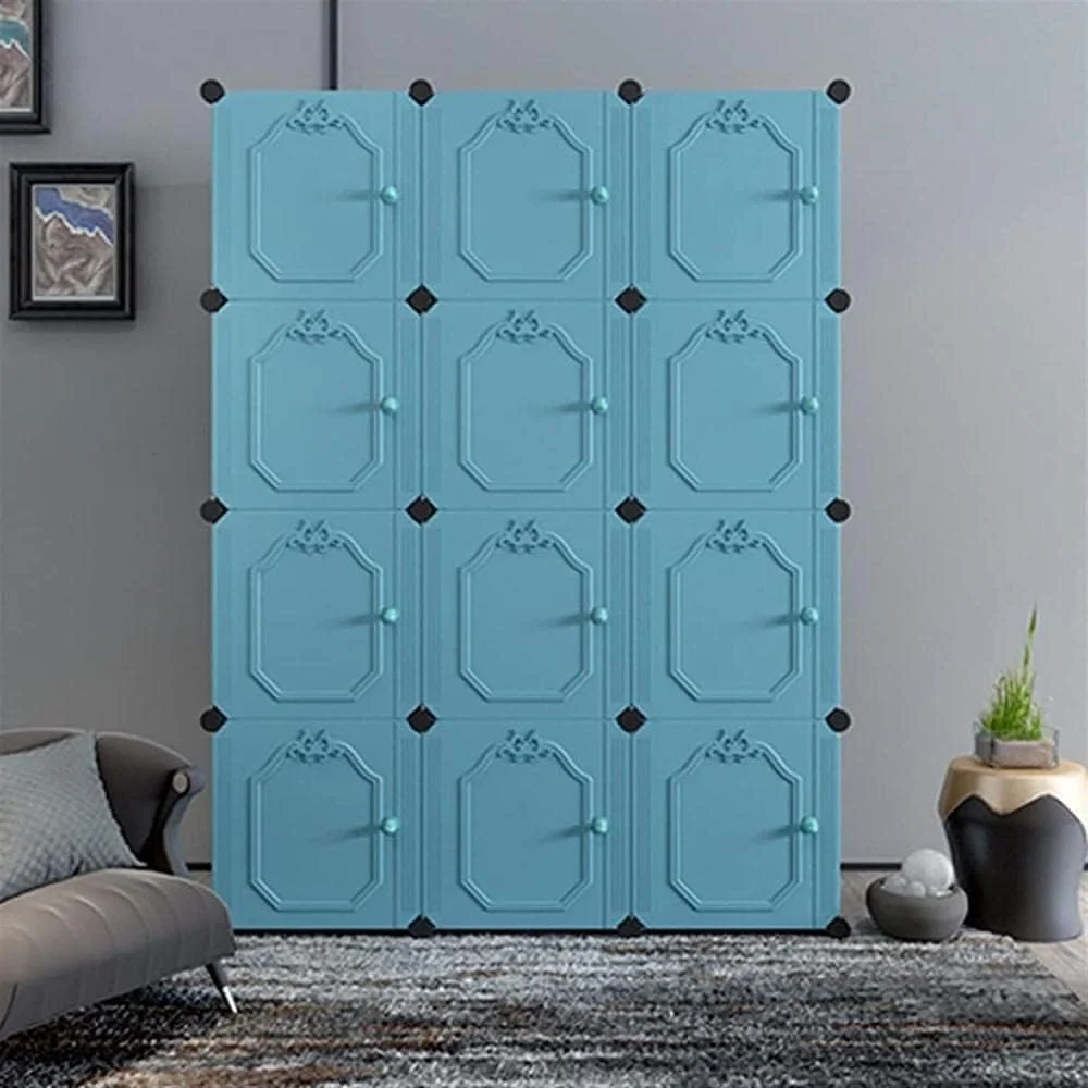 کمد لباس قابل حمل، کمد لباس پارچه ای برای آویزان کردن لباس، قفسه چند لایه، کمد ساده مونتاژ، کابینت نگهداری کمد لباس، کمد کودک، رخت آویز، کمد لباس قابل حمل/آبی