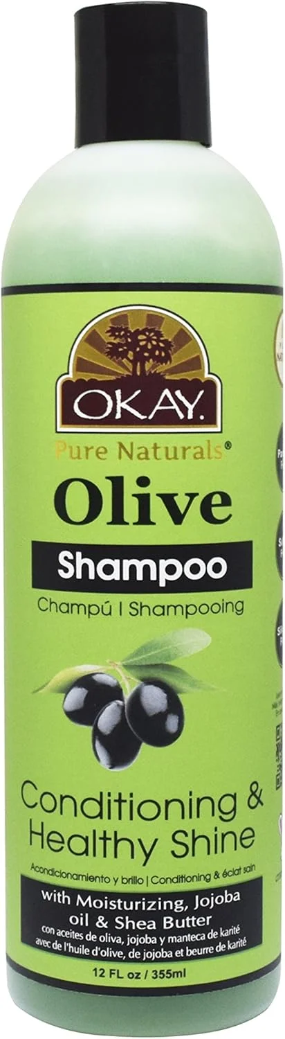 شامپو روغن زیتون OKAY - مناسب برای انواع مو - نرم کننده و درخشان کننده مو - مغذی، حالت دهنده، آبرسان - فاقد سولفات، سیلیکون و پارابن - 355 میلی لیتر
