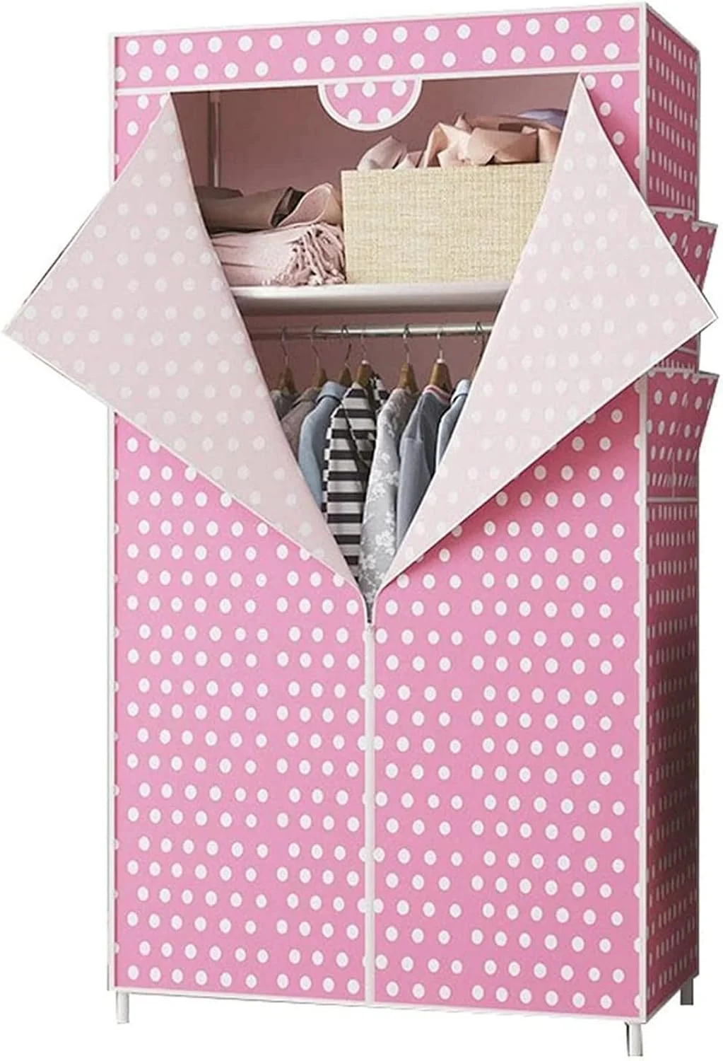 کمد لباس پارچه ای قابل حمل، کمد لباس اتاق خواب، ریل لباس، کمد ذخیره سازی پارتیشن، طراحی پایدار مونتاژ 160 * 45 * 70 سانتی متر کمد لباس قابل حمل / C / 160 * 45 * 70 سانتی متر