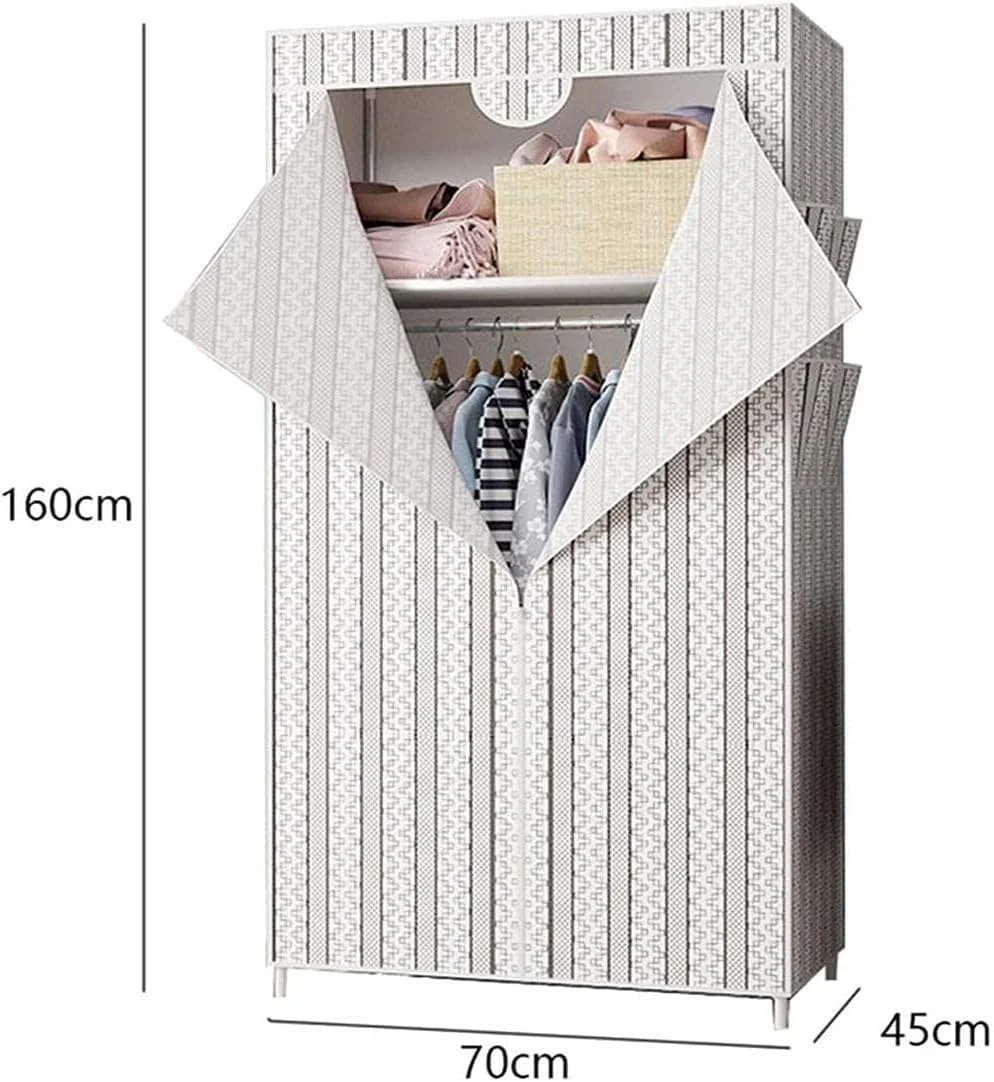 کمد لباس پارچه ای قابل حمل، کمد لباس اتاق خواب، ریل لباس، کمد ذخیره سازی پارتیشن، طراحی پایدار مونتاژ 160 * 45 * 70 سانتی متر کمد لباس قابل حمل / C / 160 * 45 * 70 سانتی متر