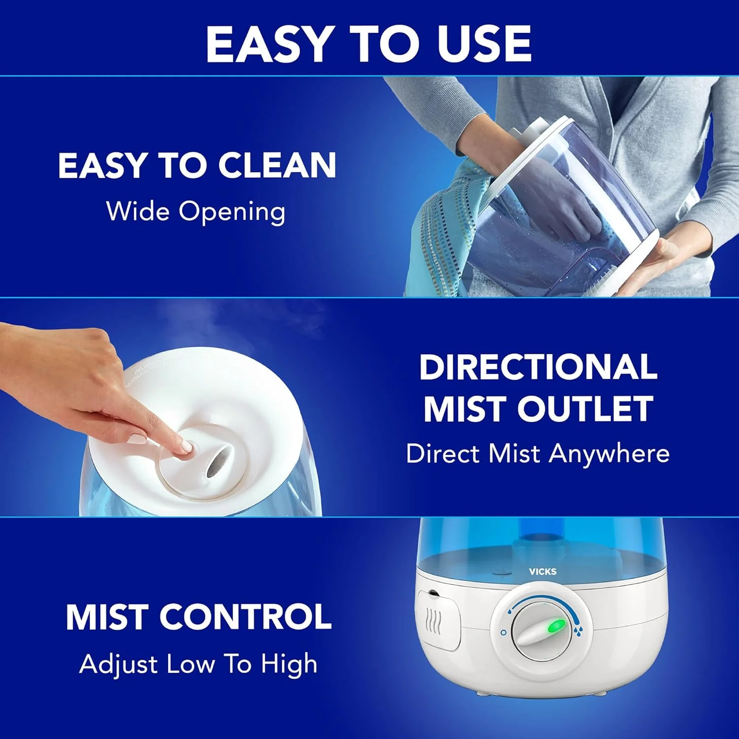 دستگاه بخور سرد بدون فیلتر التراسونیک Vicks، مناسب اتاق متوسط، مخزن 1.2 گالن - دستگاه بخور برای اتاق نوزاد و کودک، اتاق خواب و غیره دستگاه بخور سرد بدون فیلتر التراسونیک Vicks، مناسب اتاق متوسط، مخزن 1.2 گالن - دستگاه بخور برای اتاق نوزاد و کودک، اتاق خواب و غیره