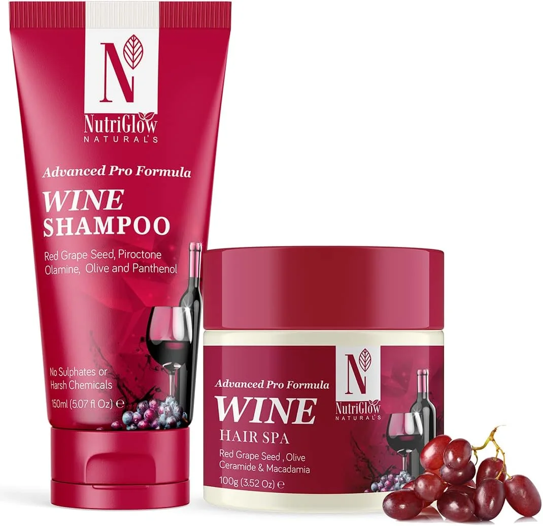 شامپو موی شراب نچرالز نوتری گلو (150 گرم) و اسپا موی شراب (100 گرم) برای ترمیم آسیب دیدگی