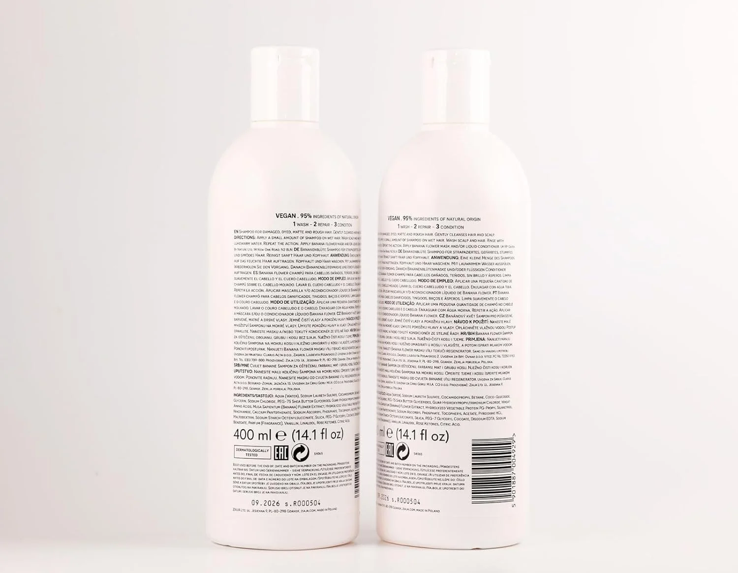 شامپو مغذی شکوفه موز زیاجا، فاقد پارابن و سولفات