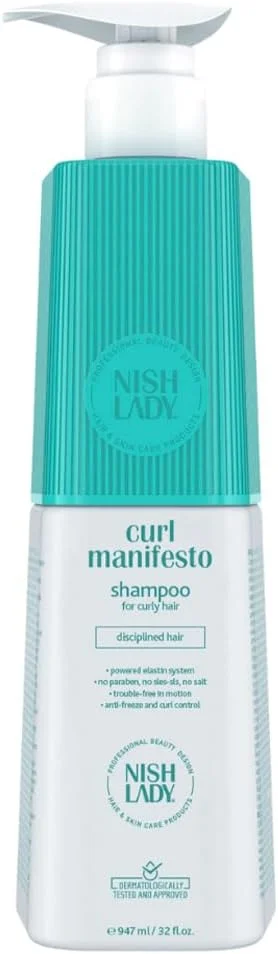 شامپو موی فر نیش لیدی مدل Curl Manifesto حجم 947 میلی لیتر - مناسب موهای فر و وز - فاقد پارابن و سولفات - ضد وز و حالت دهنده فر - مناسب برای استفاده روزانه