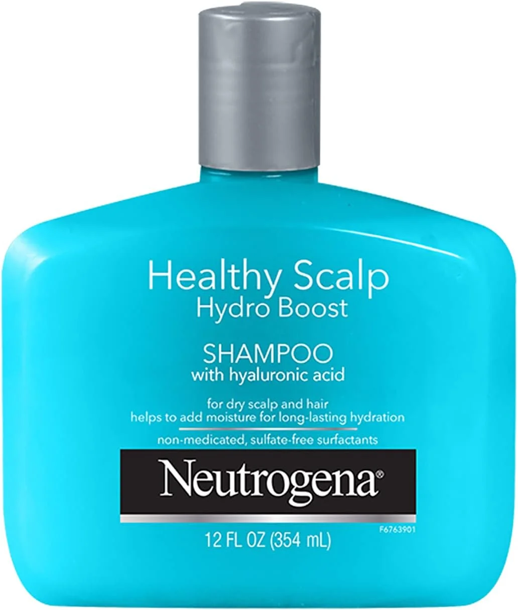 شامپو مرطوب کننده سر سالم نوتروژینا هیدرو بوست برای مو و پوست سر خشک، حاوی اسید هیالورونیک آبرسان، متعادل کننده pH، بدون پارابن و فتالات، محافظ رنگ مو، 355 میلی لیتر