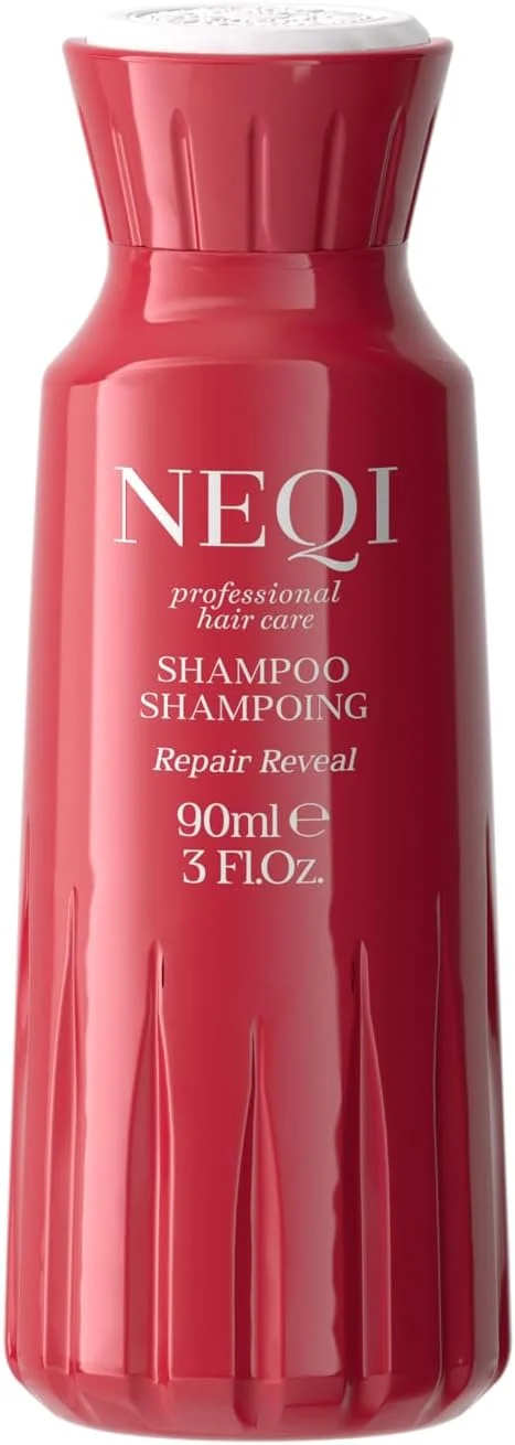 شامپو ترمیم کننده نکی NEQI حجم 90 میلی لیتر - شامپو ترمیم کننده حاوی فیتوکراتین، بدون سولفات، وگان، مناسب موهای آسیب دیده، پاک کننده ملایم، ساخت ایتالیا، سایز مسافرتی