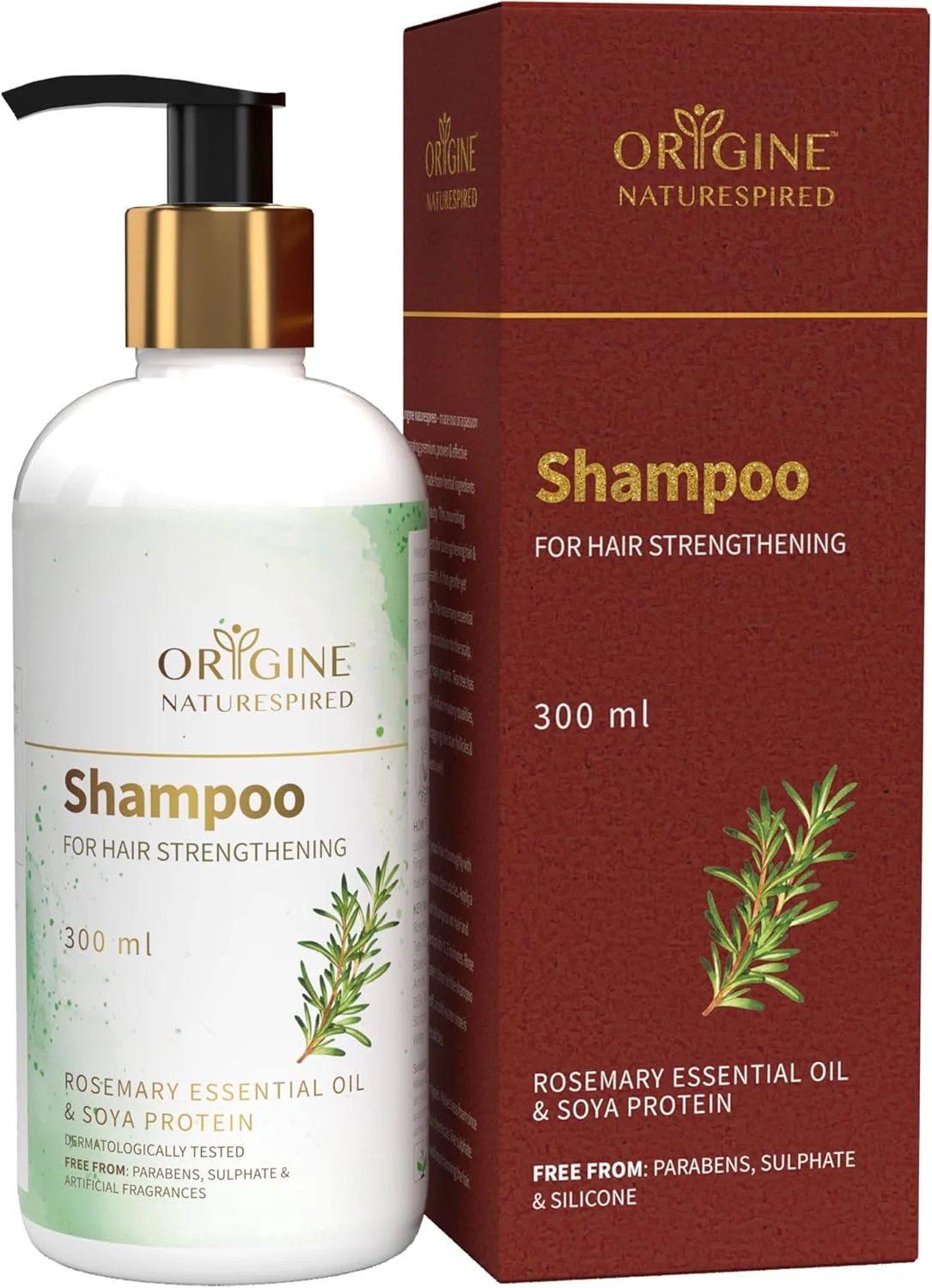 شامپو تقویت کننده و رشد مو اوریجین نیچرسپایرد | غنی شده با روغن درخت چای، روغن رزماری و پروتئین سویا - 300 میلی لیتر - بدون SLS و پارابن