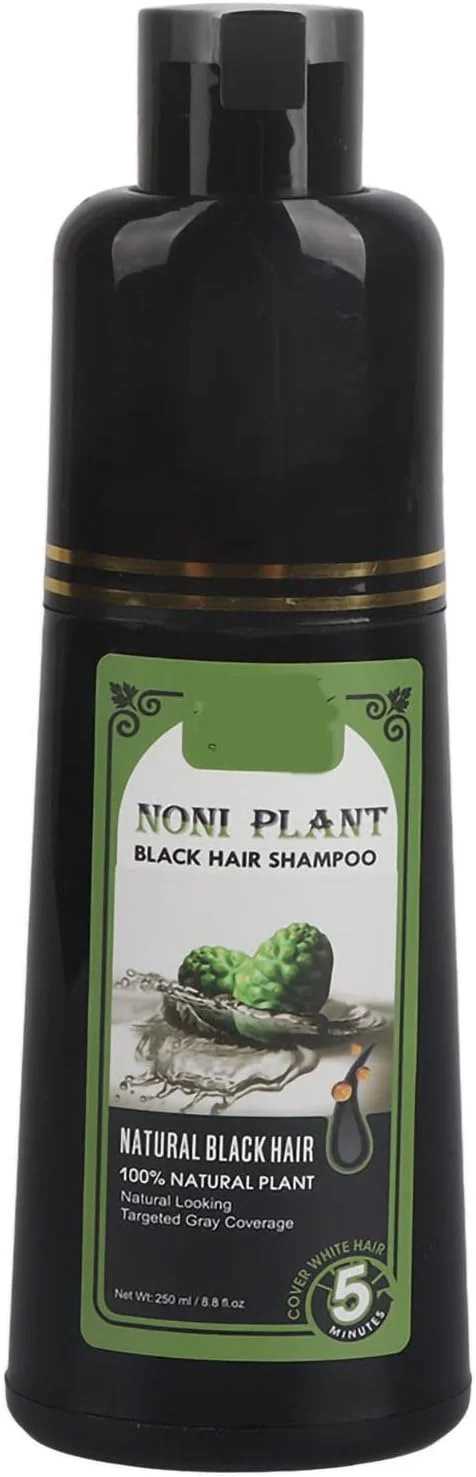 شامپو رنگ موی مشکی طبیعی، شامپو رنگ مو برای از بین بردن موهای سفید 250 میلی لیتر، شامپو رنگ موی مشکی فوری، نرم کننده ترمیم کننده استحکام مو، رنگ کردن مو در چند دقیقه برای آقایان و خانم ها (250 میلی لیتر)