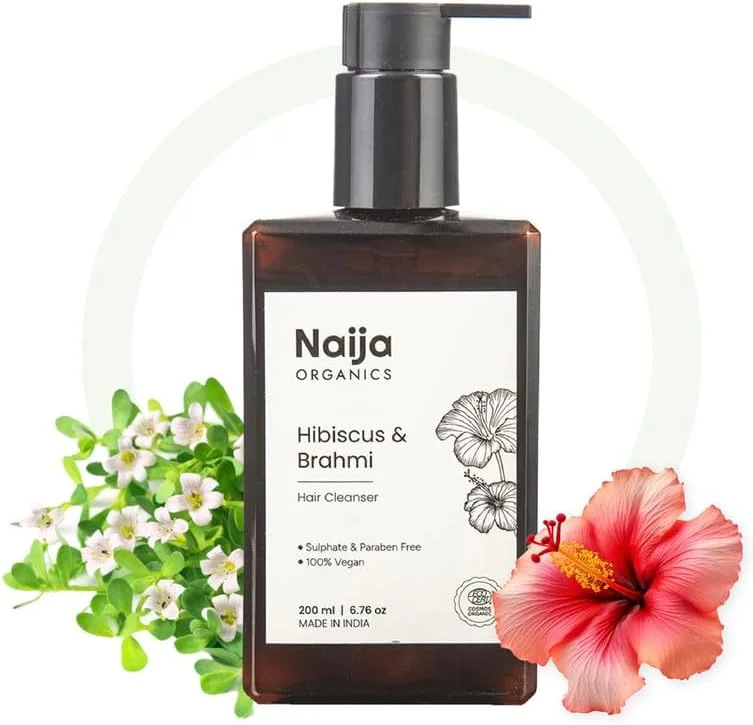 شامپو ارگانیک ضد ریزش مو نایجیا ارگانیکس | پاک کننده طبیعی مو دارای گواهینامه ECOCERT | حاوی گل بامیه و برهمی برای رشد مو | فاقد سولفات و پارابن، مناسب برای خانم ها و آقایان | 200 میلی لیتر