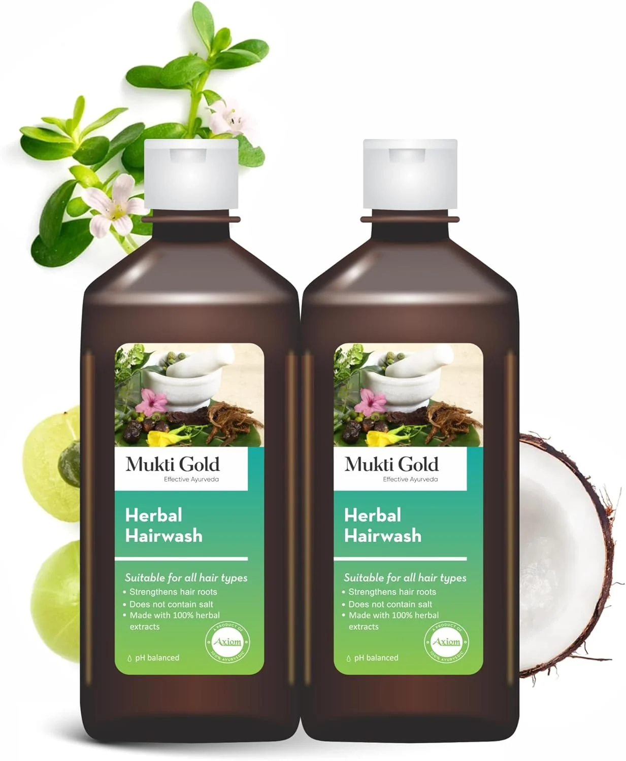 شامپو گیاهی موکتی گلد - 400 میلی لیتر | شامپو برای ریزش مو و رشد مو | مناسب برای انواع مو | ترکیبی از 15 گیاه طبیعی | بدون سولفات و پارابن (400 میلی لیتر (بسته 2 عددی))