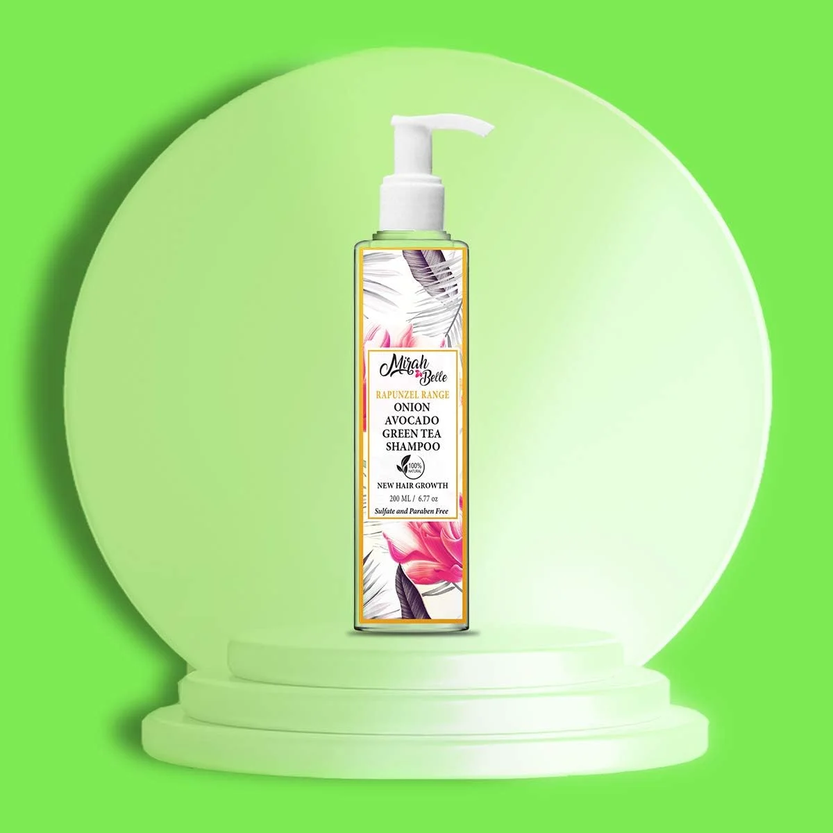 میرا بل - شامپو ارگانیک آووکادو، چای سبز، پیاز - جلوگیری از ریزش مو، التیام عفونت پوست سر - بهترین برای آقایان و بانوان - وگان، طبیعی، بدون تست حیوانی - فاقد سولفات و پارابن - 200 میلی لیتر