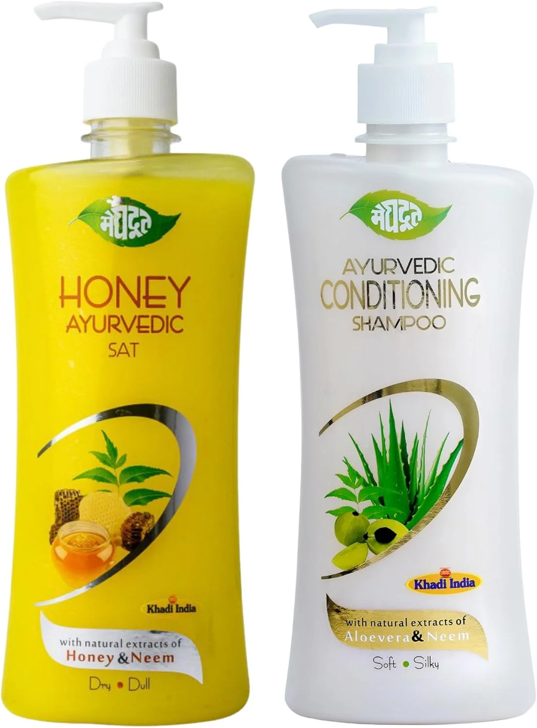 شامپو عسلی آیورودیک مغدوت 500 میلی لیتر + شامپو نرم کننده 500 میلی لیتر برای موهای خشک و آسیب دیده