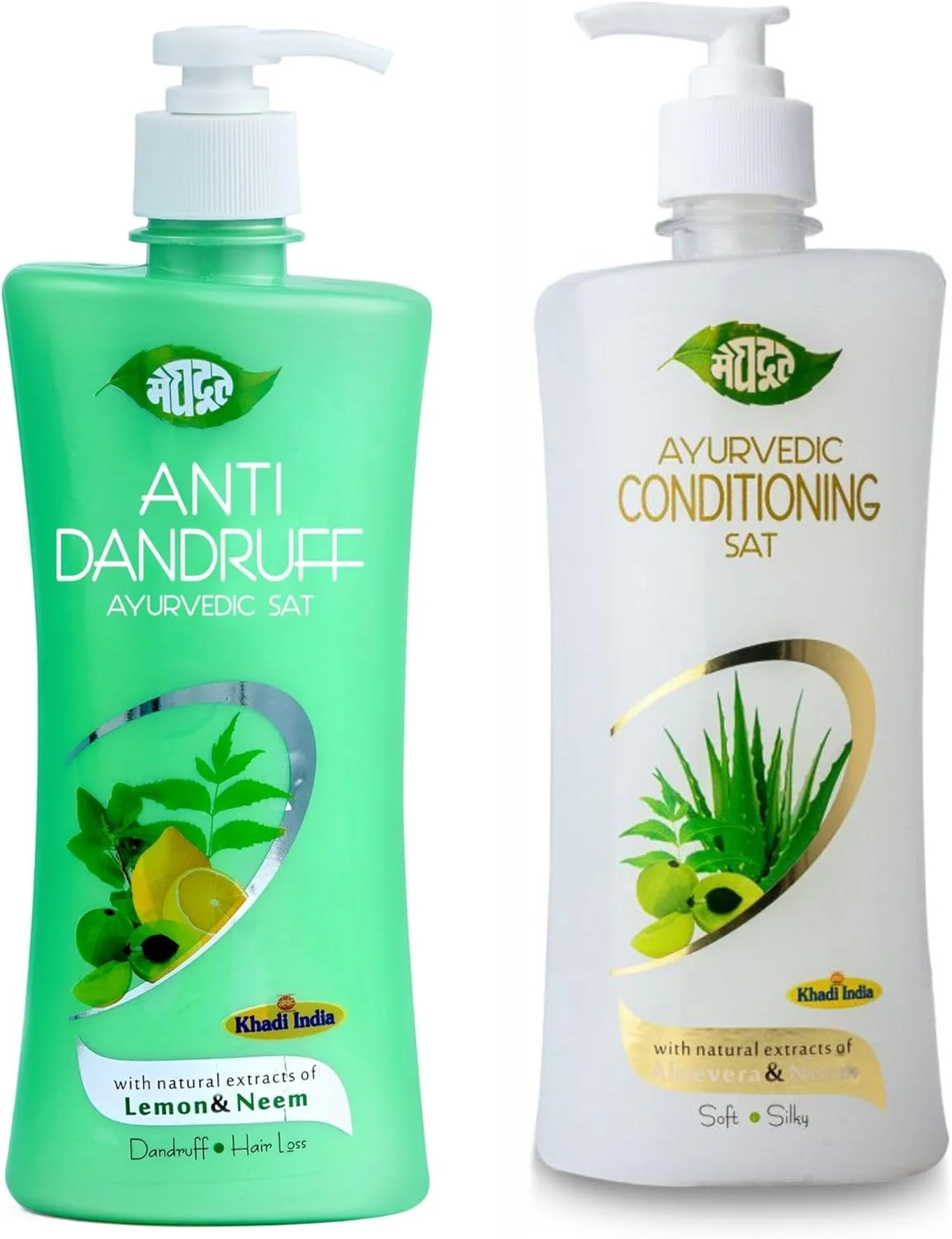 مجموعه ترکیبی آیورودیک مغدوت شامل شامپو ضد شوره 500 میلی لیتر غنی شده با عصاره لیمو و چریش + شامپو نرم کننده 500 میلی لیتر غنی شده با عصاره آلوئه ورا و چریش برای موهای خشک و آسیب دیده، بسته 2 عددی