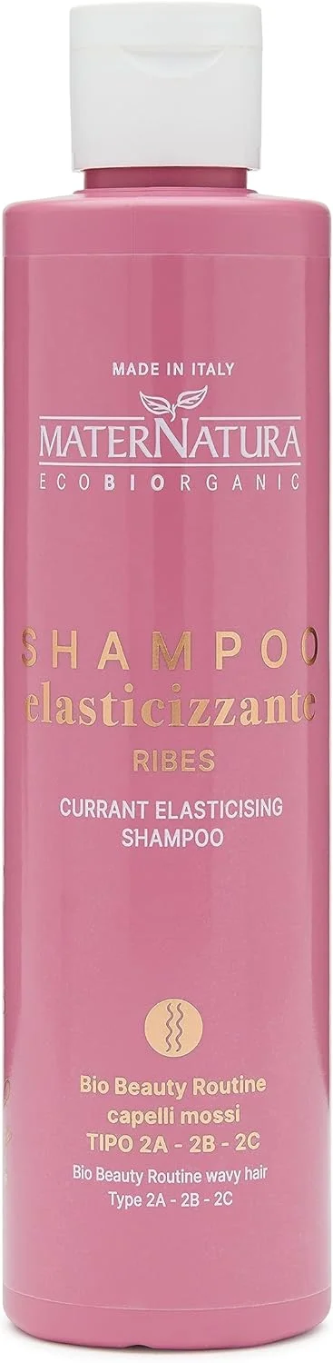 شامپو موج ریبیزل Maternatura، حجم دهنده، مرطوب کننده و افزایش دهنده حالت ارتجاعی مو، ساخت ایتالیا، روتین زیبایی ارگانیک برای موهای موج دار - 250 میلی لیتر