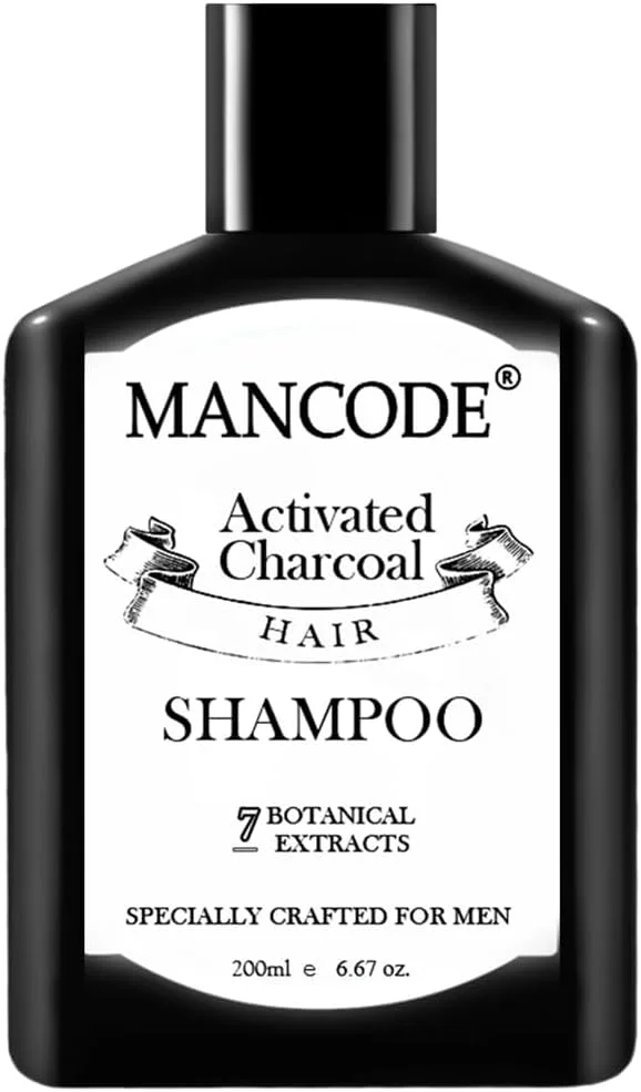 شامپو مو زغالی مردانه MAN CODE، غنی شده با زغال فعال، کمک به پاکسازی عمیق، تسکین پوست سر، ترمیم موهای خشک و آسیب دیده، 200 میلی لیتر