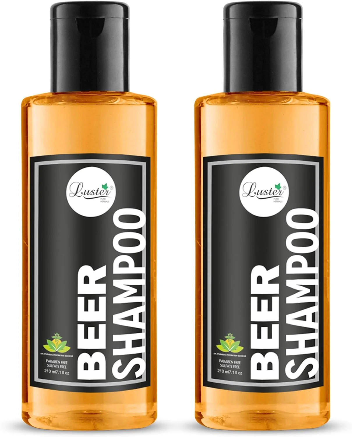 شامپو آبجو Luster برای موهای خشک و وز | شامپو برای رشد مو و ترمیم ریشه | شامپو آبجو کنترل ریزش مو برای زنان و مردان (بدون سولفات و پارابن) - بسته 2 عددی - 210 میلی لیتر