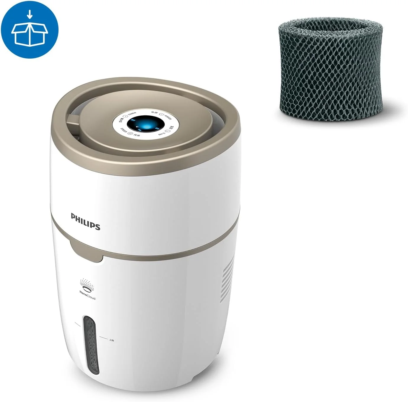 دستگاه بخور سرد فیلیپس سری 2000 مدل HU4816/10 - مناسب برای اتاق 44 متر مربعی، فناوری NanoCloud، دو سرعت، حالت خواب، مخزن 4 لیتری