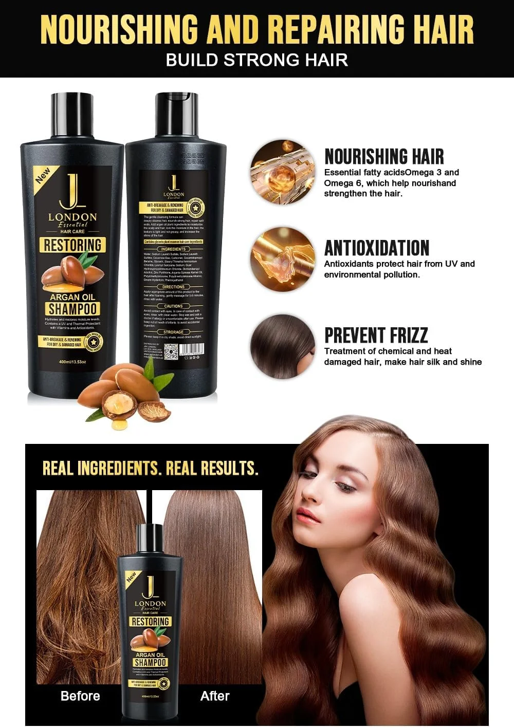 شامپو روغن آرگان ترمیم کننده مو جان لندن JL Essential Hair Care - ضد شکنندگی و احیای مو برای موهای خشک و آسیب دیده (400 میلی لیتر) شامپو روغن آرگان ترمیم کننده مو جان لندن JL Essential Hair Care - ضد شکنندگی و احیای مو برای موهای خشک و آسیب دیده (400 میلی لیتر)