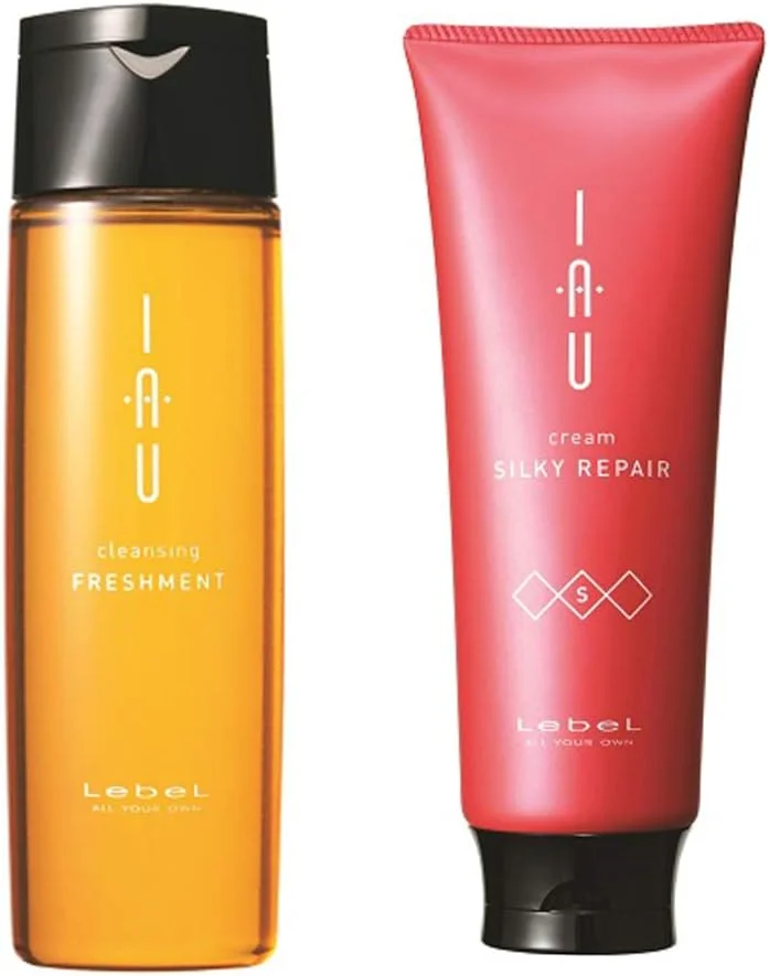 مجموعه شامپو مو Lebel IAU Cleansing Freshment 200ml و درمان مو Lebel IAU Silky Repair 200ml (مجموعه چای سبز)