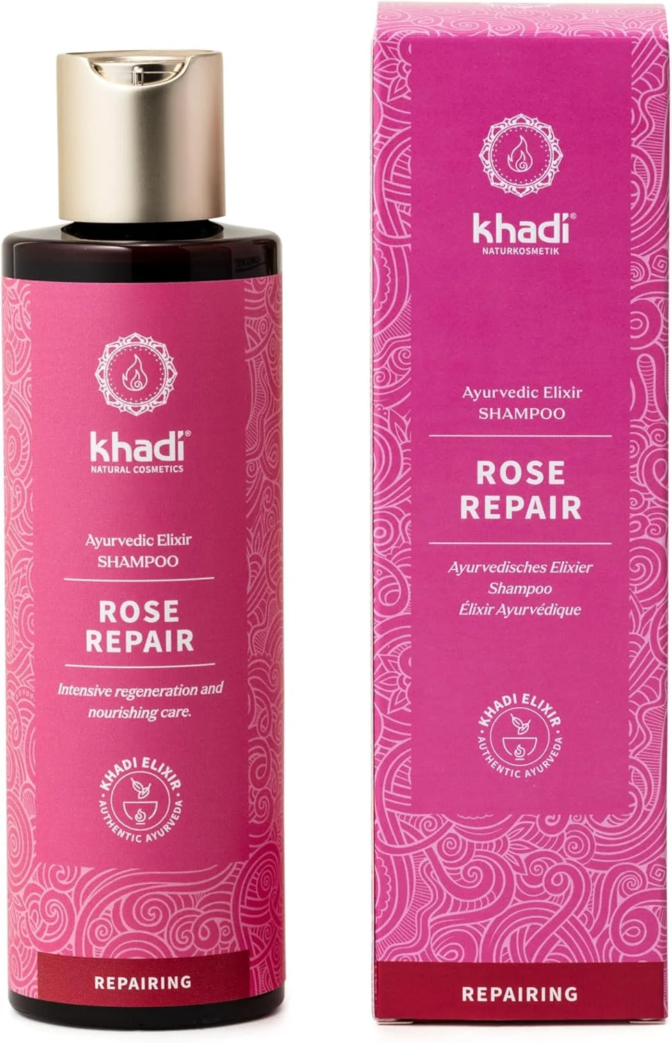 شامپو ترمیم کننده رز Khadi - شامپو آیورودا - بازسازی شدید و مراقبت مغذی برای موهای آسیب دیده - 100% طبیعی و بدون سیلیکون - 200 میلی لیتر