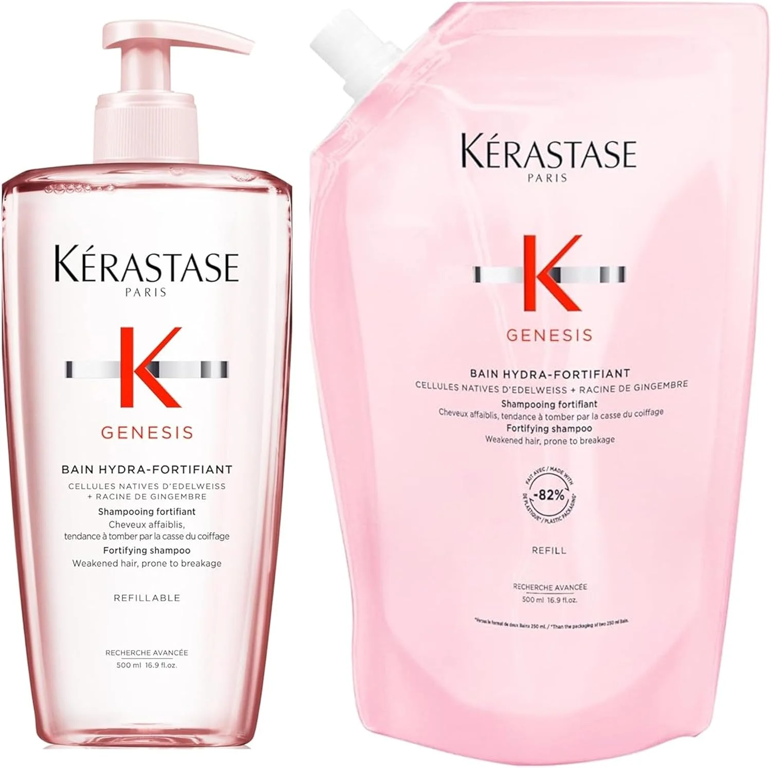 شامپو تقویت کننده و آبرسان مو کراستاس جنسیس هیدرا-فورتifiant و پد شارژ - تقویت و آبرسانی می کند، شکستگی را کاهش می دهد، برای موهای ضعیف، 500 میلی لیتر + پد شارژ 500 میلی لیتری